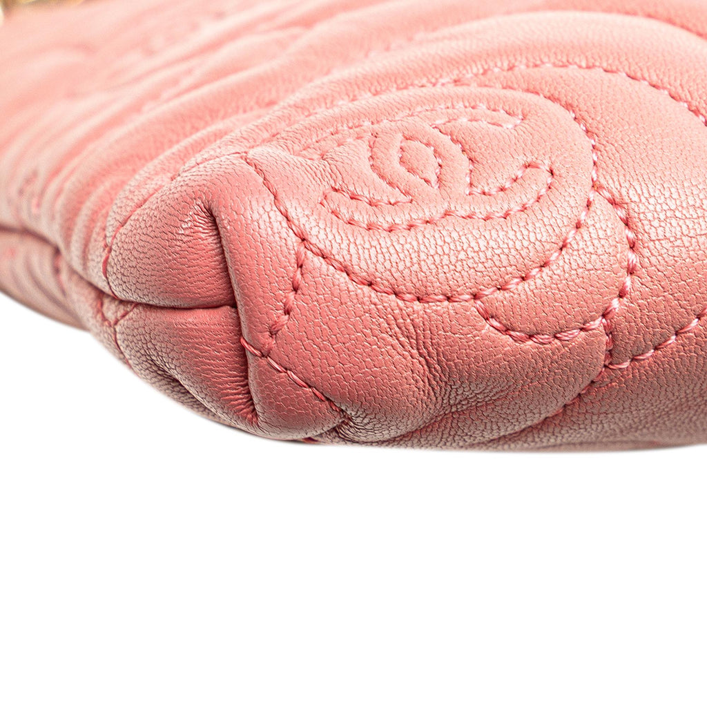 Chanel Embossed Lambskin Camellia Chain Pochette