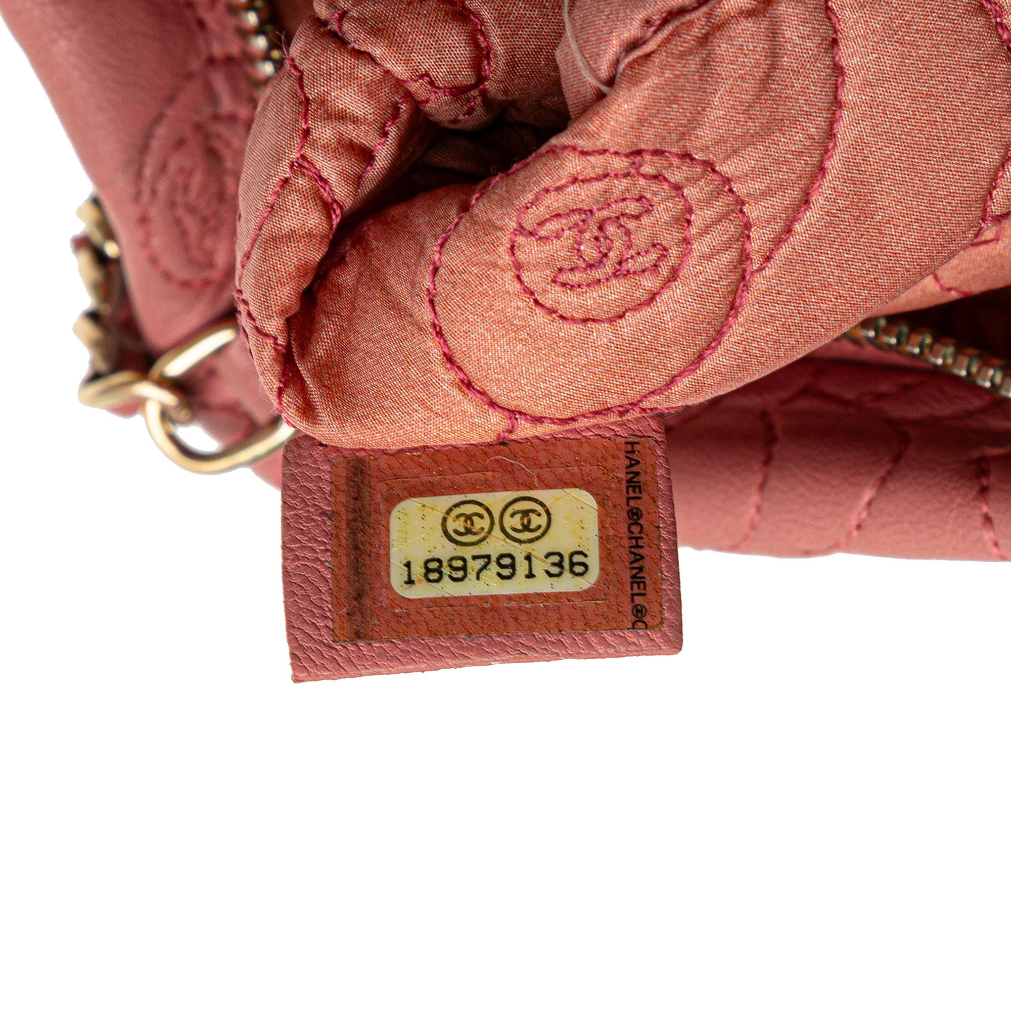 Chanel Embossed Lambskin Camellia Chain Pochette