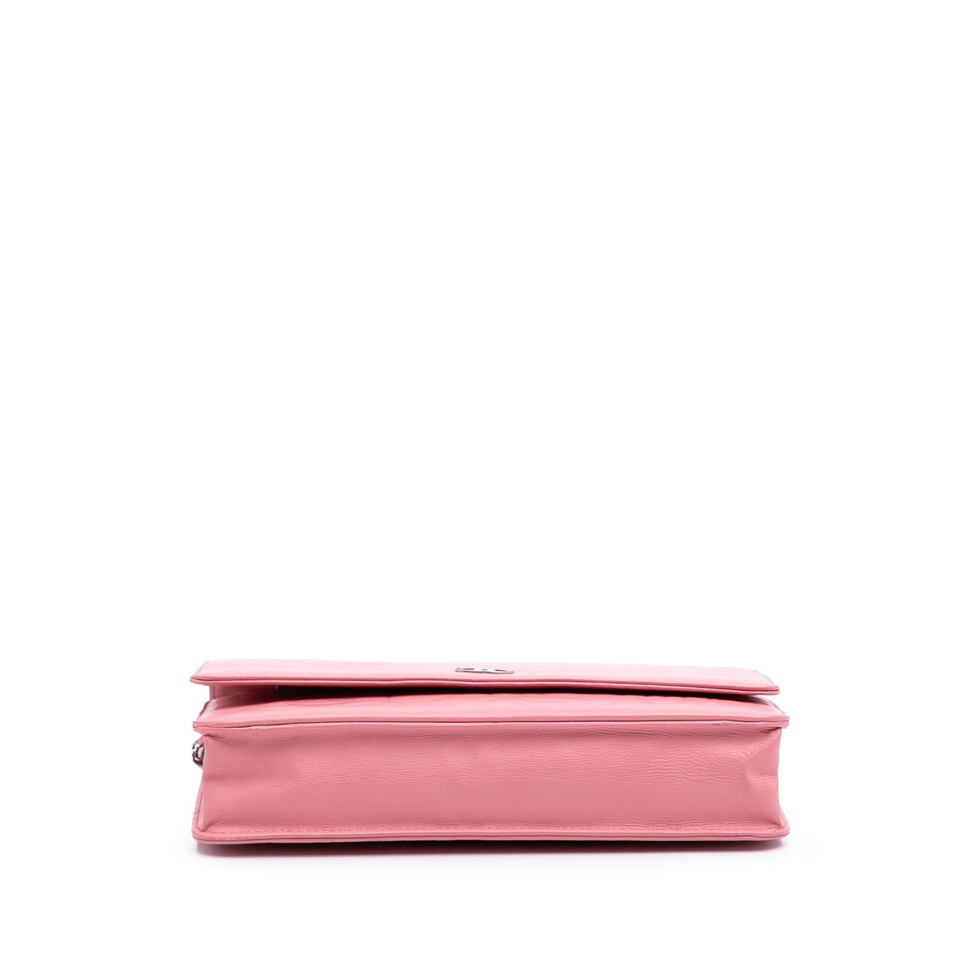 Chanel Embossed Lambskin Camellia Wallet On Chain