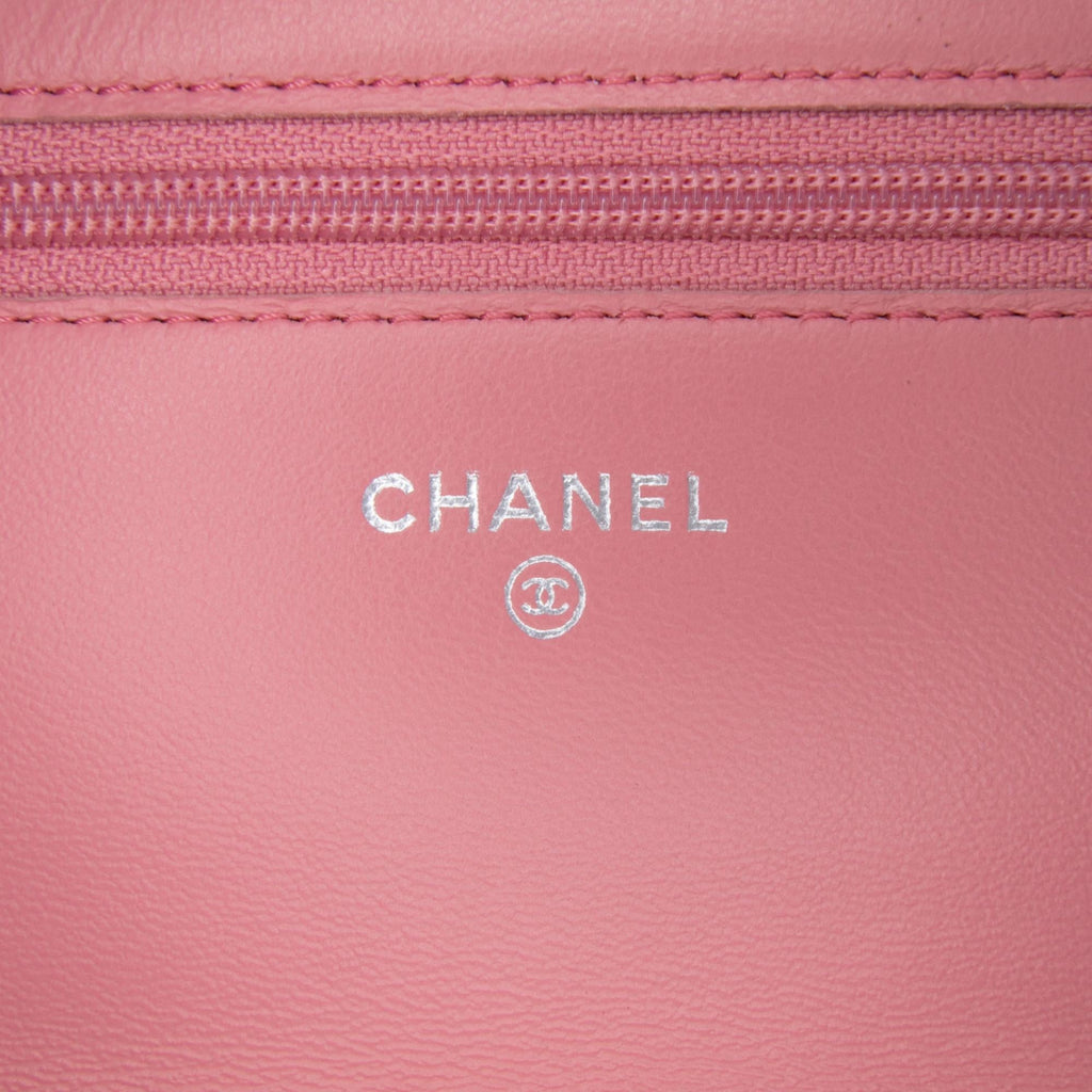 Chanel Embossed Lambskin Camellia Wallet On Chain