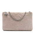 Chanel Embossed Metallic Lambskin Camellia Chain Pochette