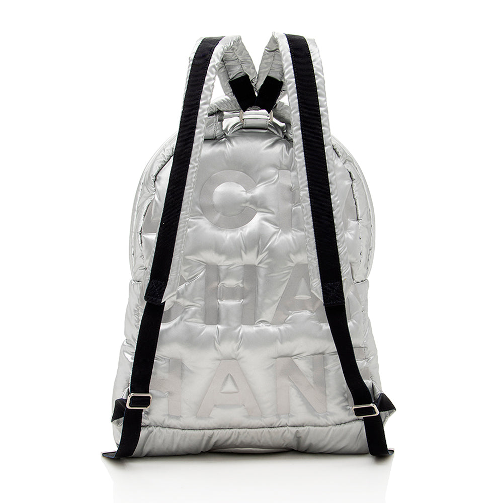 Chanel Embossed Nylon Logo Doudoune Large Backpack (SHF-17689)