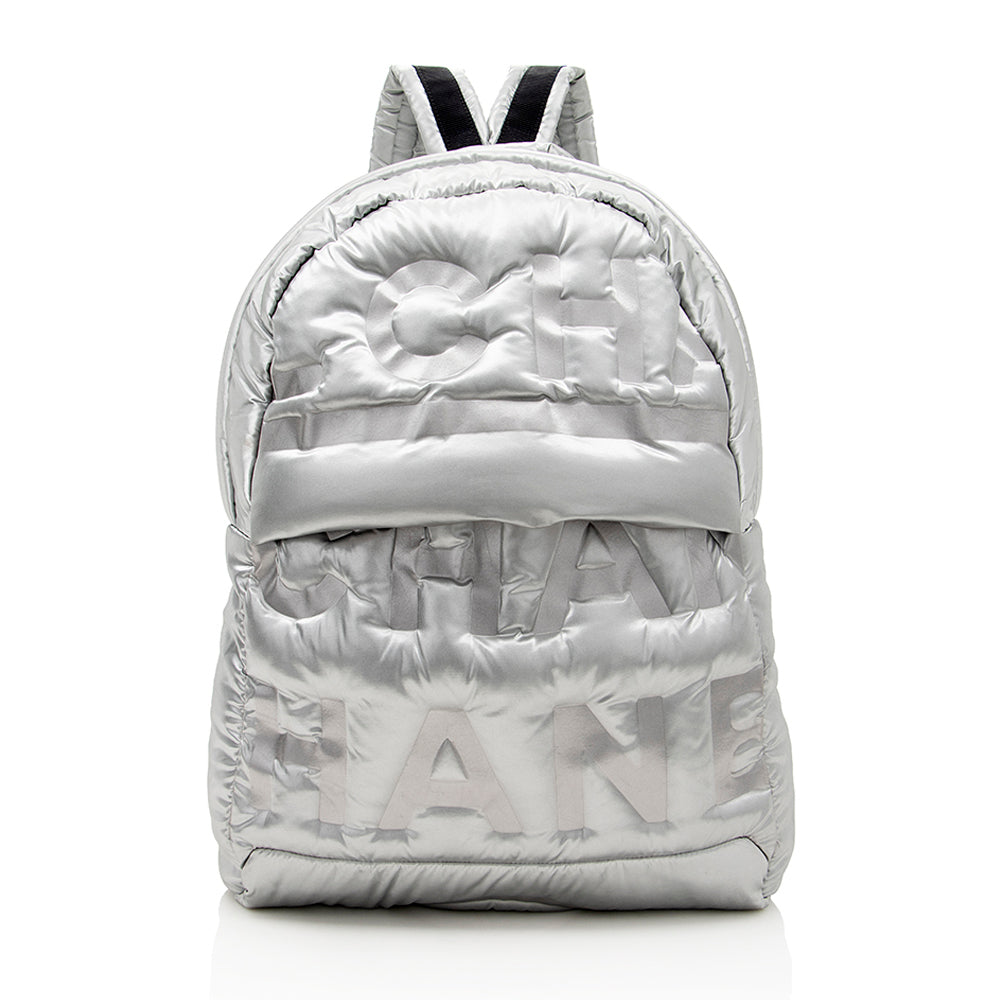 Chanel Embossed Nylon Logo Doudoune Large Backpack (SHF-17689)