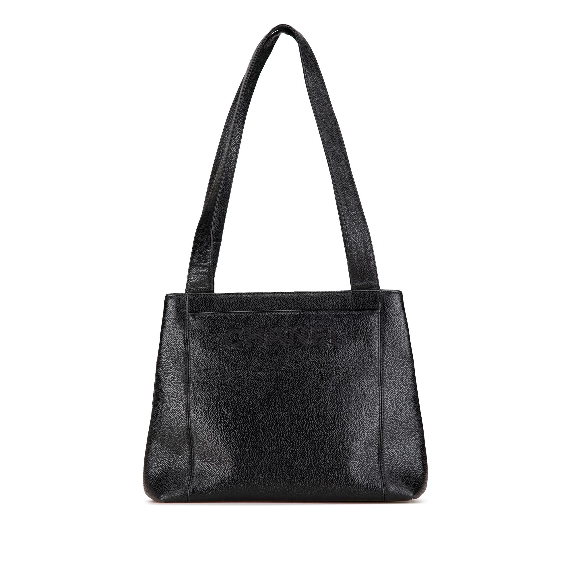 Chanel Embroidered Caviar Logo Shoulder Bag