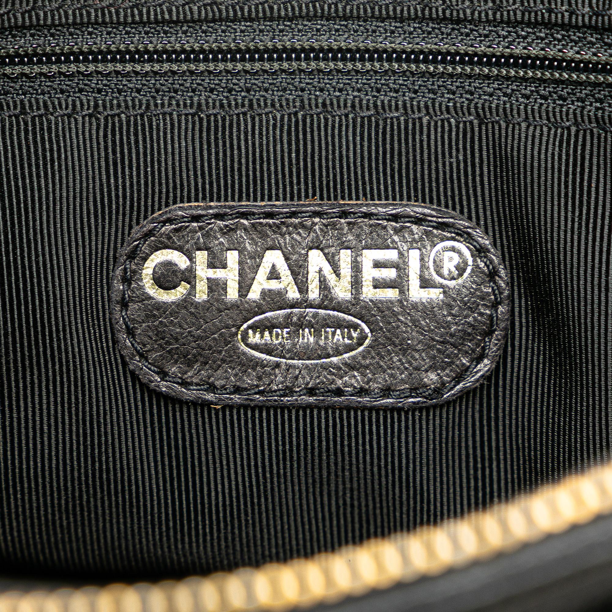 Chanel Embroidered Caviar Logo Shoulder Bag