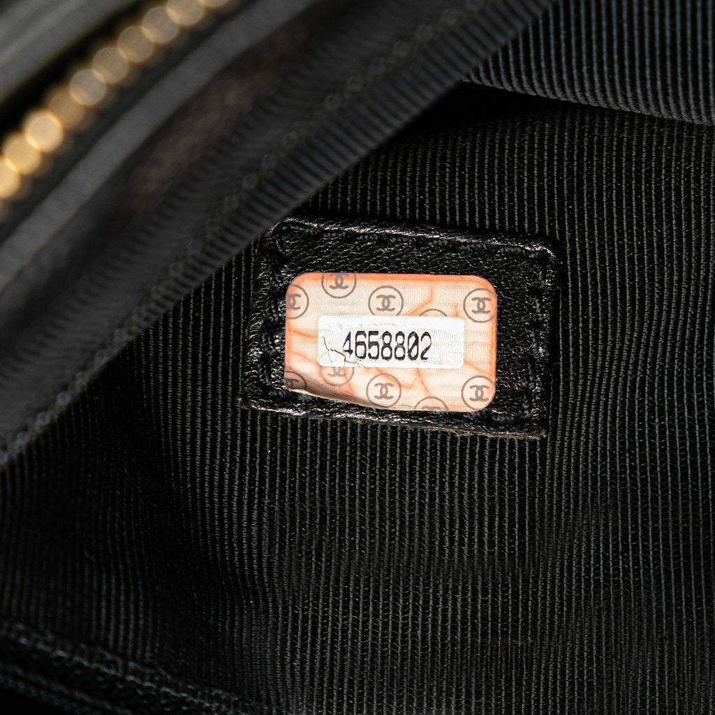 Chanel Embroidered Caviar Logo Shoulder Bag