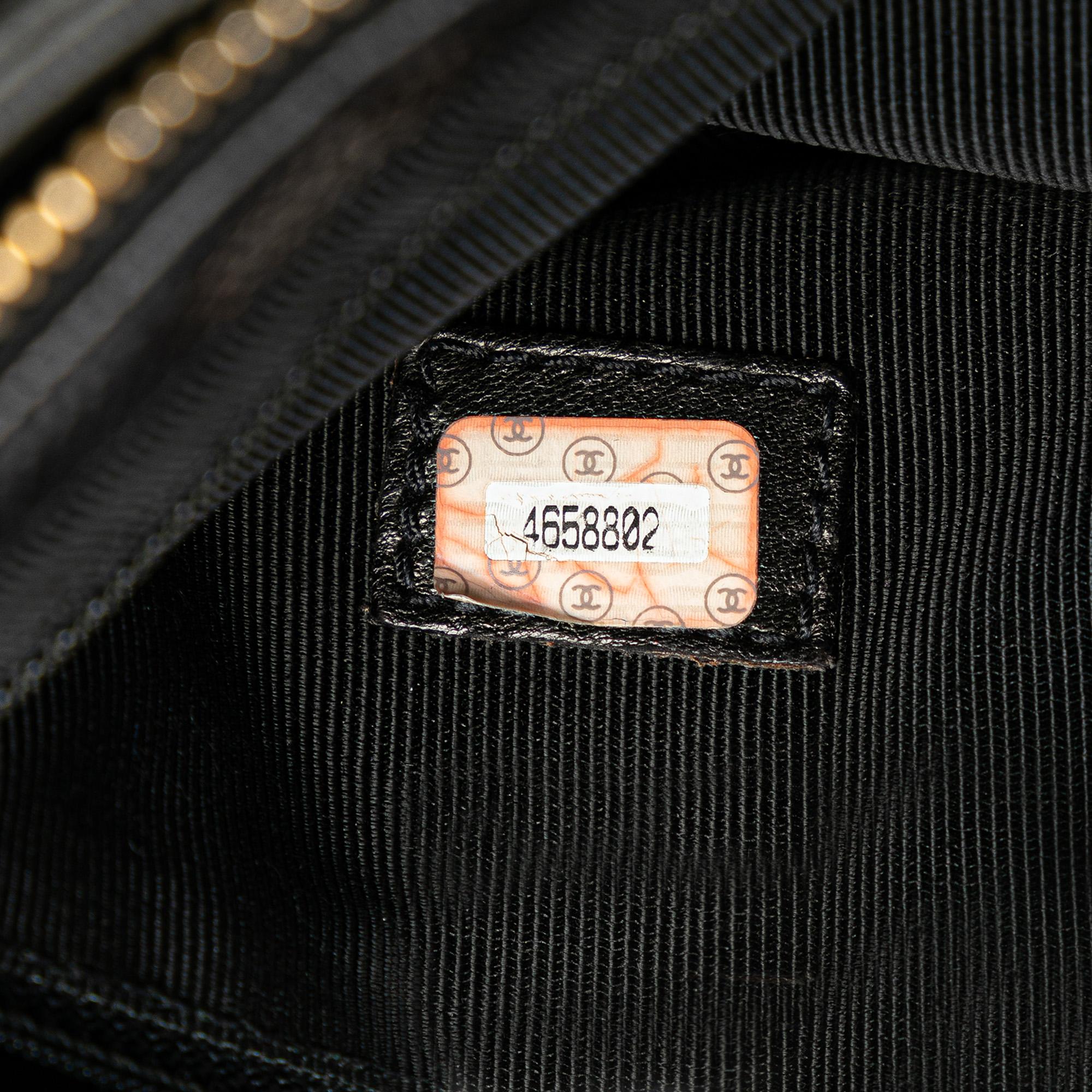 Chanel Embroidered Caviar Logo Shoulder Bag