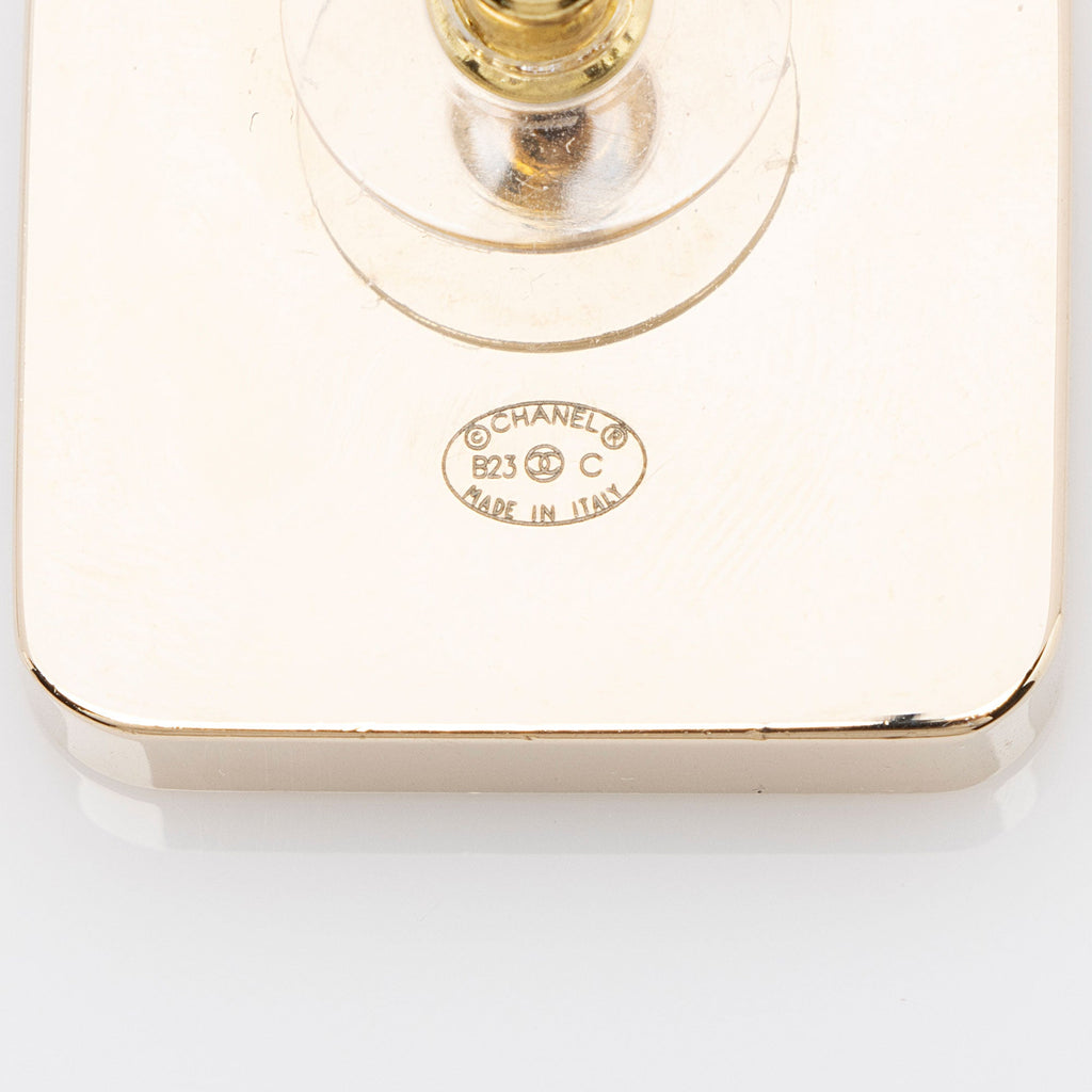 Chanel Enamel CC Square Earrings