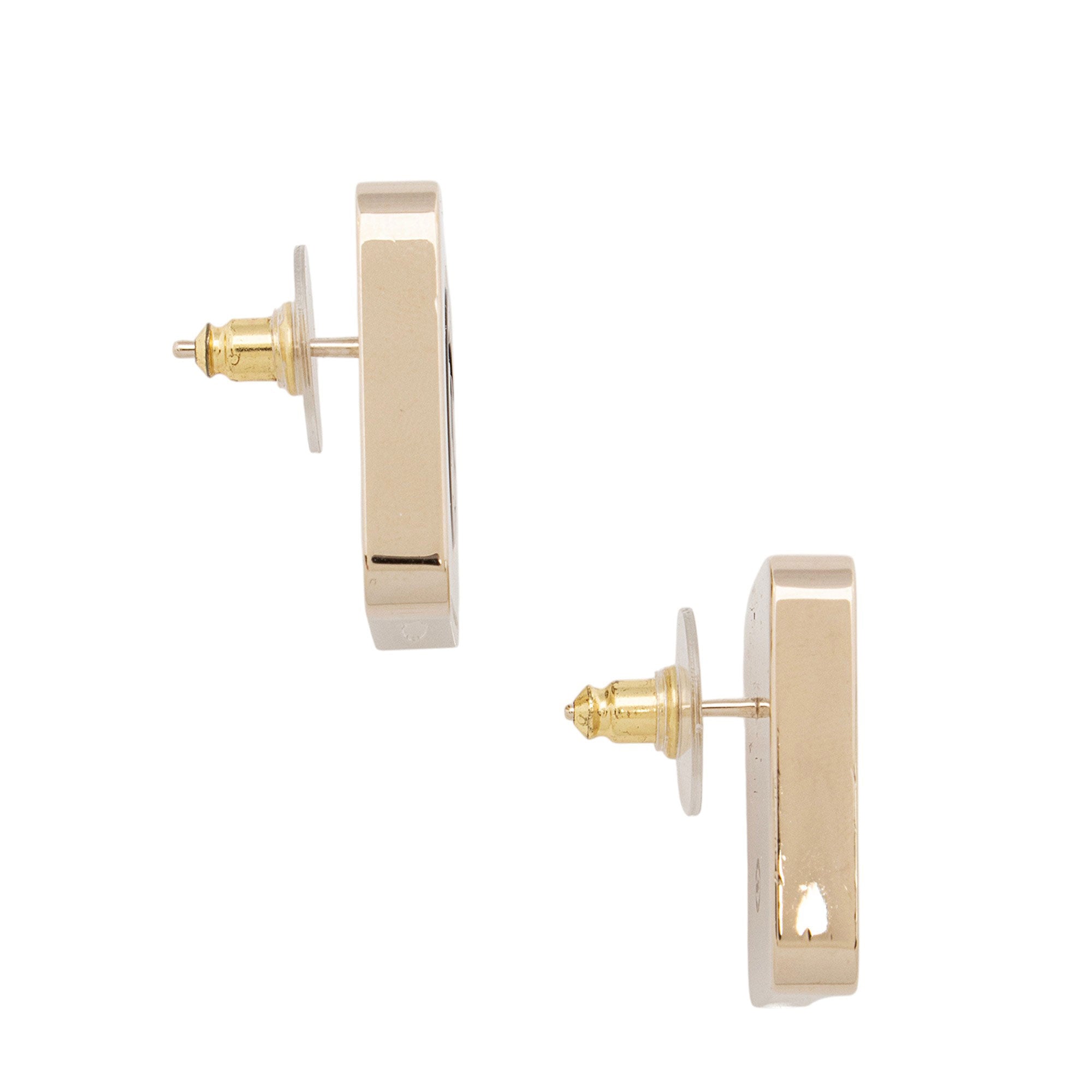 Chanel Enamel CC Square Earrings