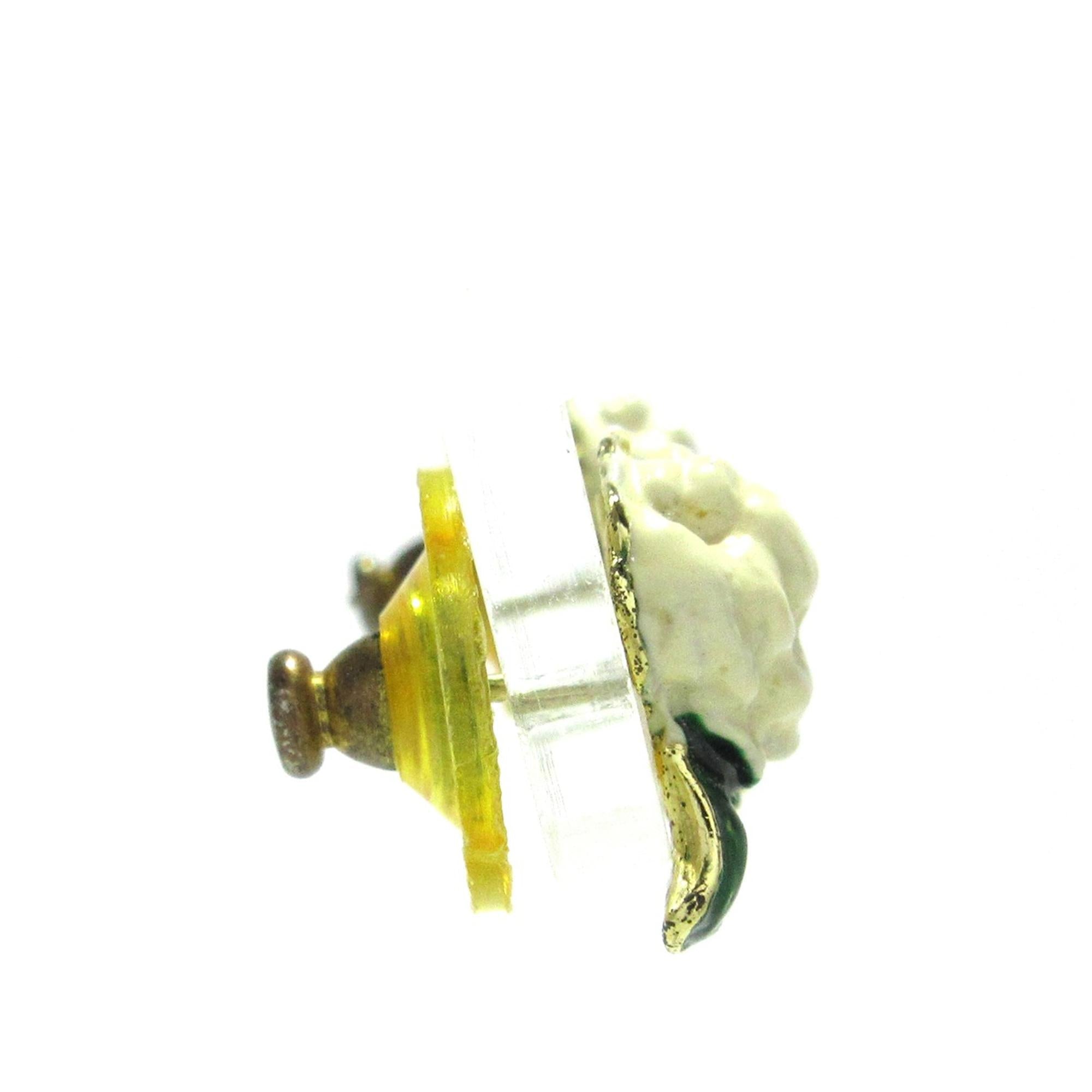 Chanel Enamel Camellia CC Push Back Earrings (SHG-5M4mCf)
