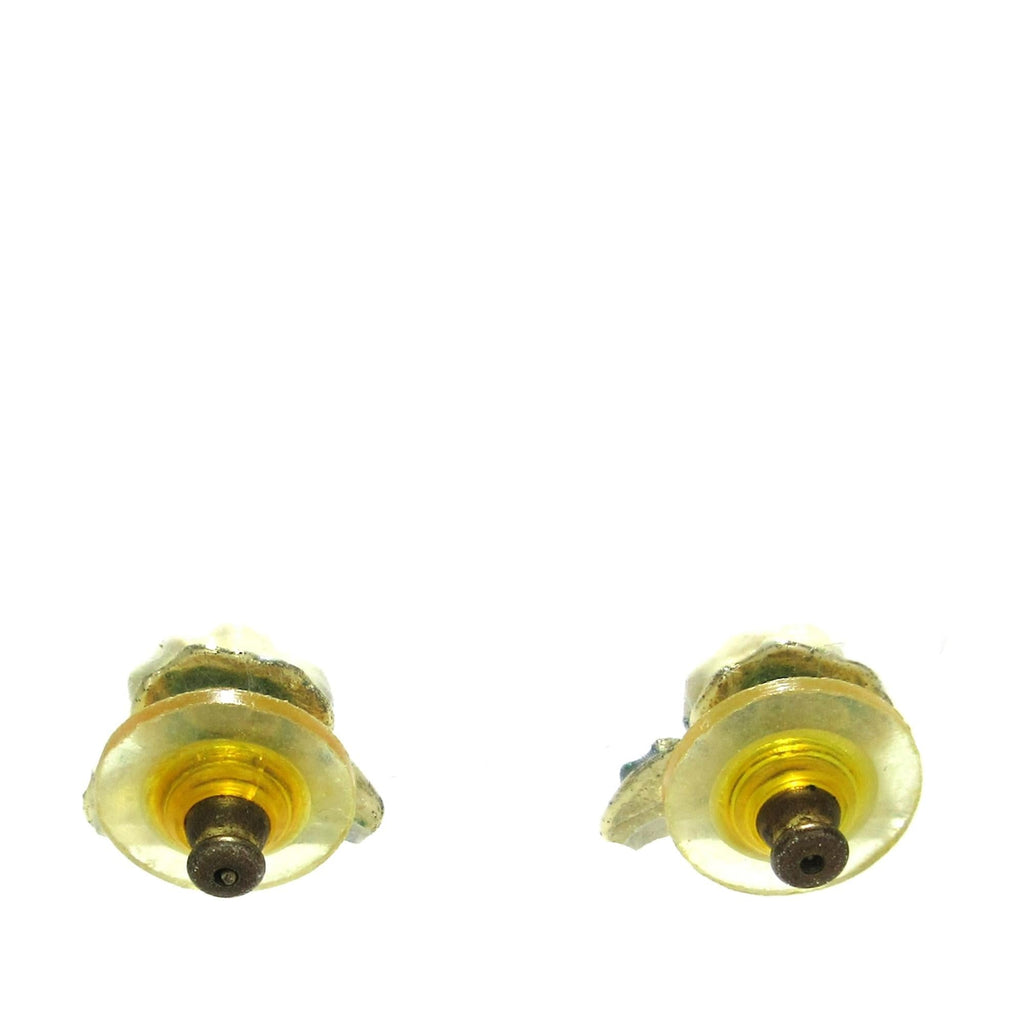 Chanel Enamel Camellia CC Push Back Earrings (SHG-5M4mCf)