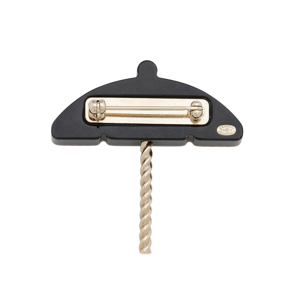 Chanel Enamel Pearl CC Umbrella Brooch