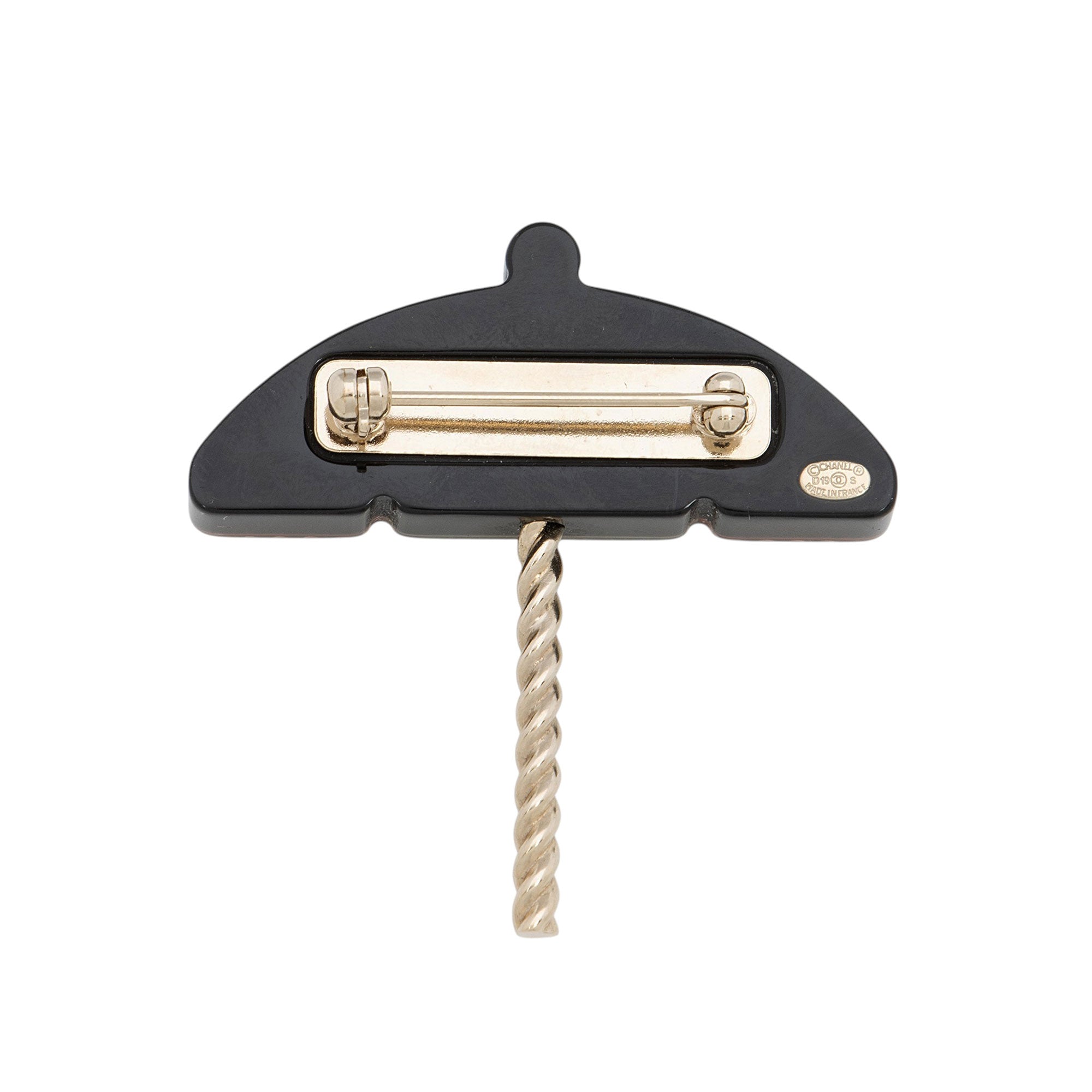Chanel Enamel Pearl CC Umbrella Brooch