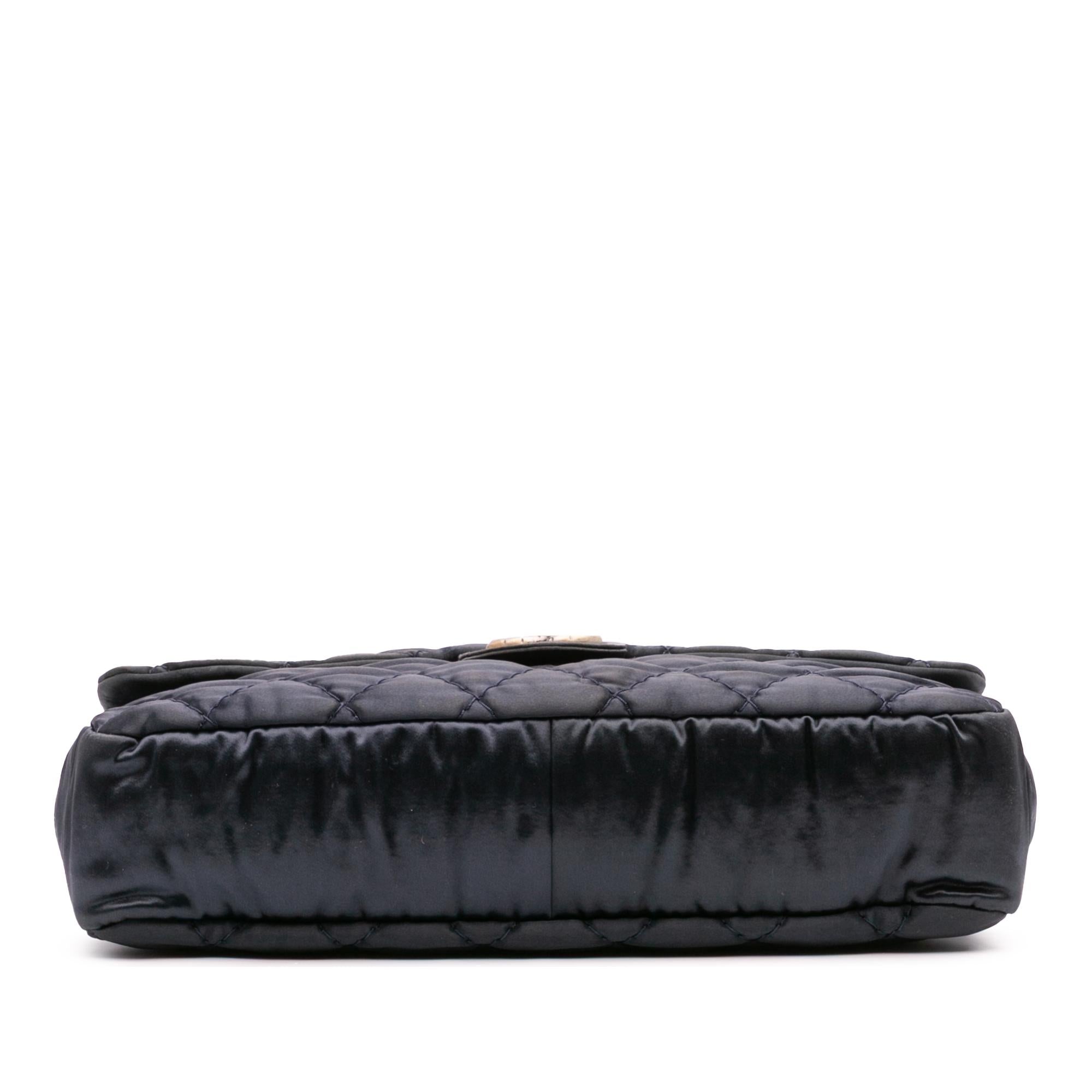 Chanel Extra Large CC Quilted Satin Single Flap
