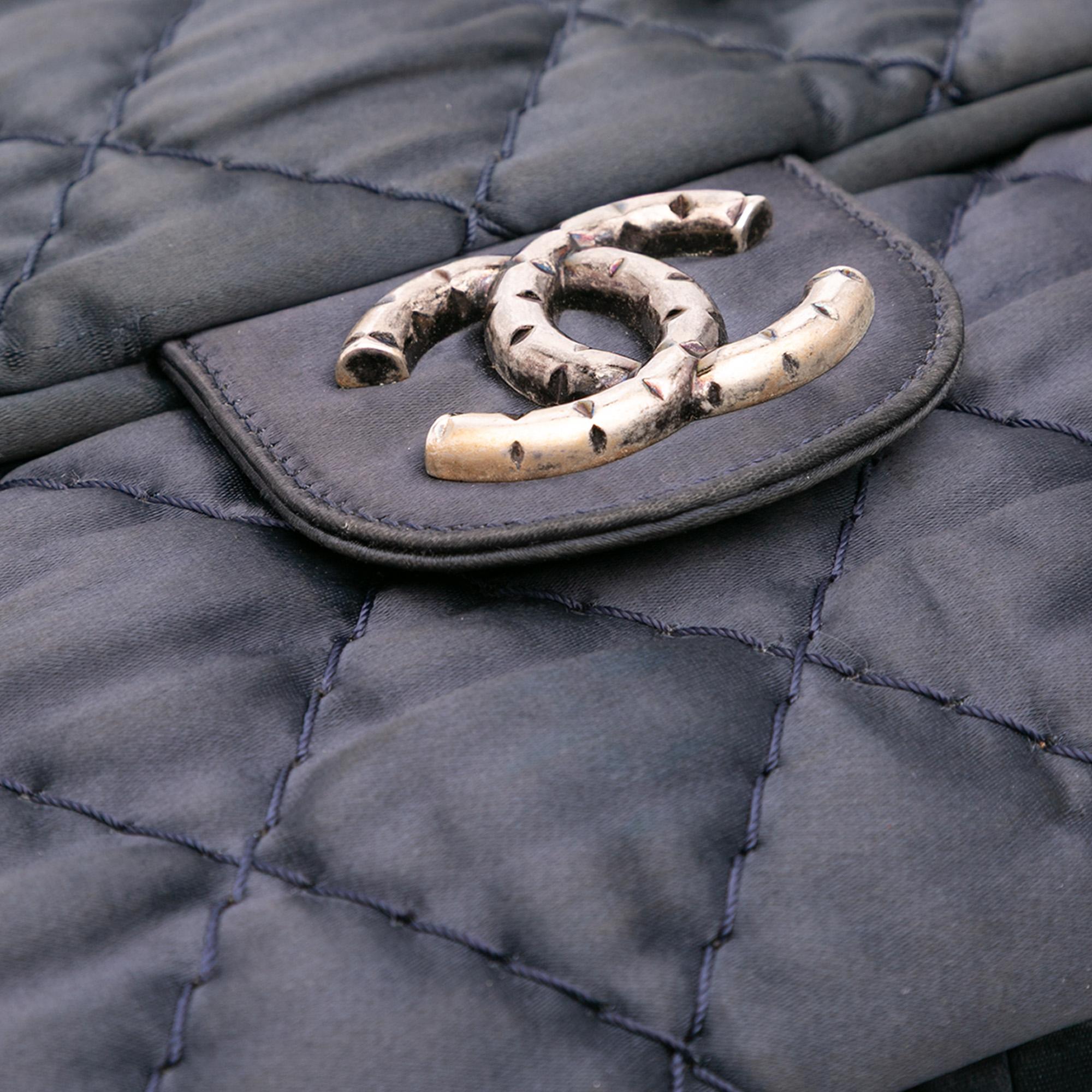 Chanel Extra Large CC Quilted Satin Single Flap