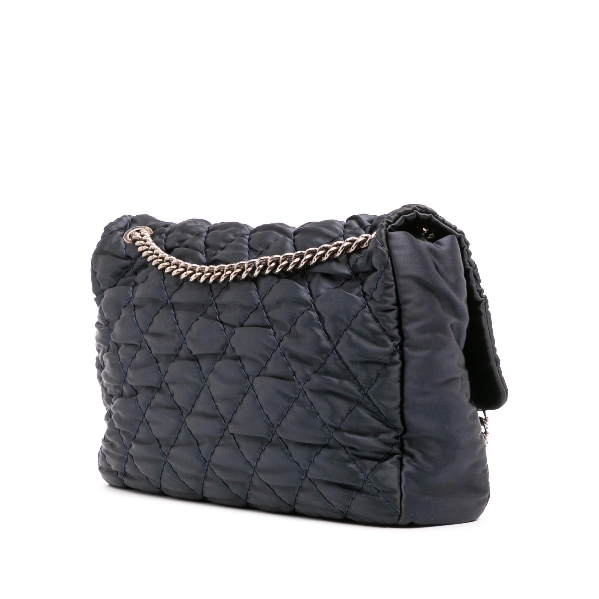 Chanel Extra Large CC Quilted Satin Single Flap