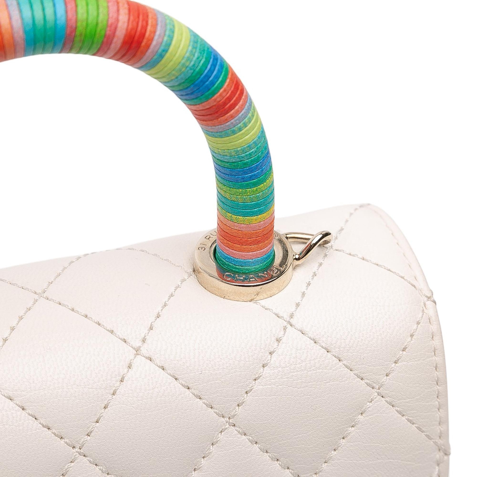 Chanel Extra Mini Quilted Goatskin Rainbow Top Handle Flap