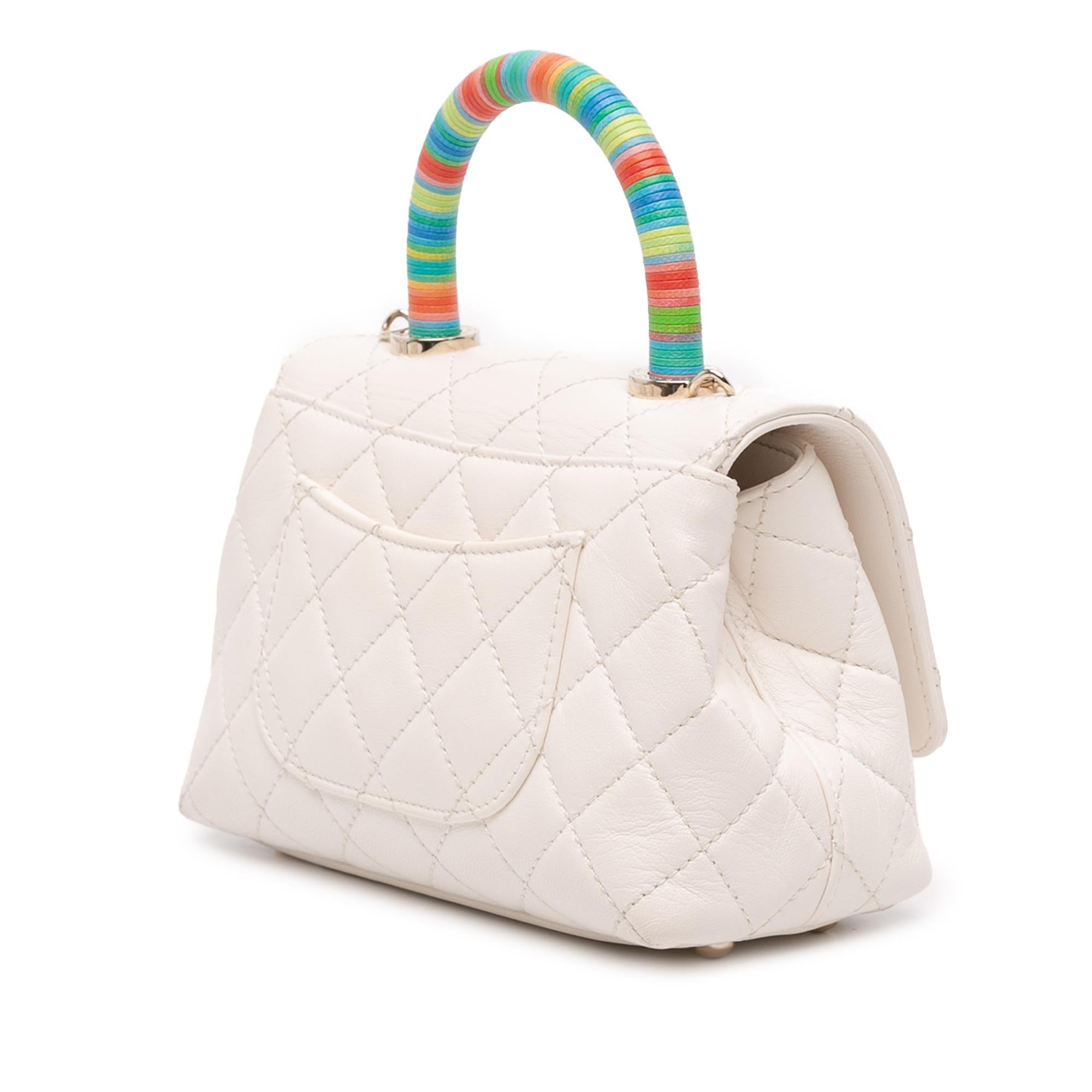 Chanel Extra Mini Quilted Goatskin Rainbow Top Handle Flap