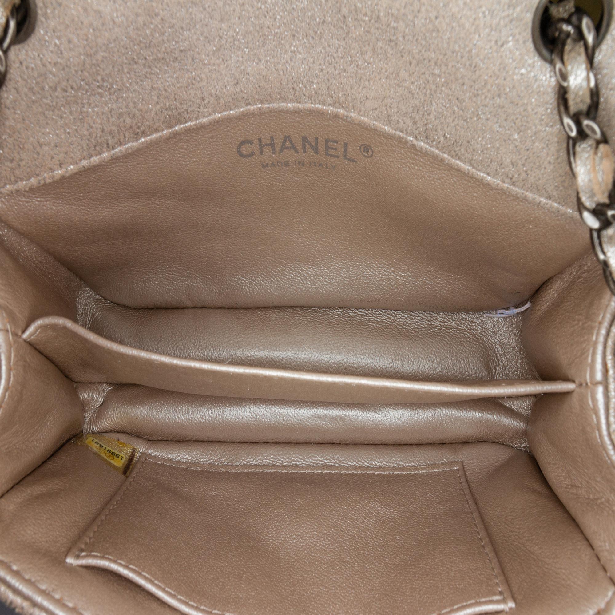 Chanel Extra Mini Rectangular Classic Metallic Calfskin Single Flap