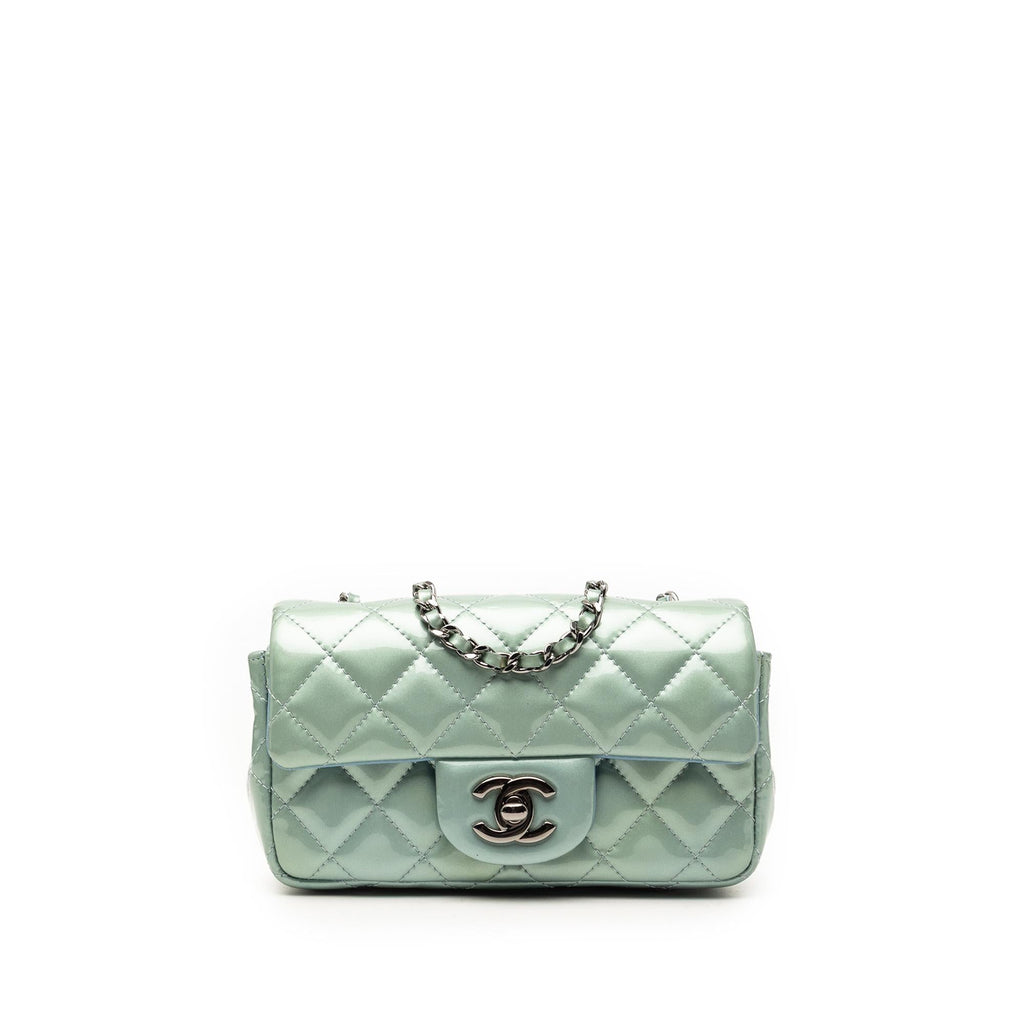 Chanel Extra Mini Rectangular Classic Metallic Patent Single Flap