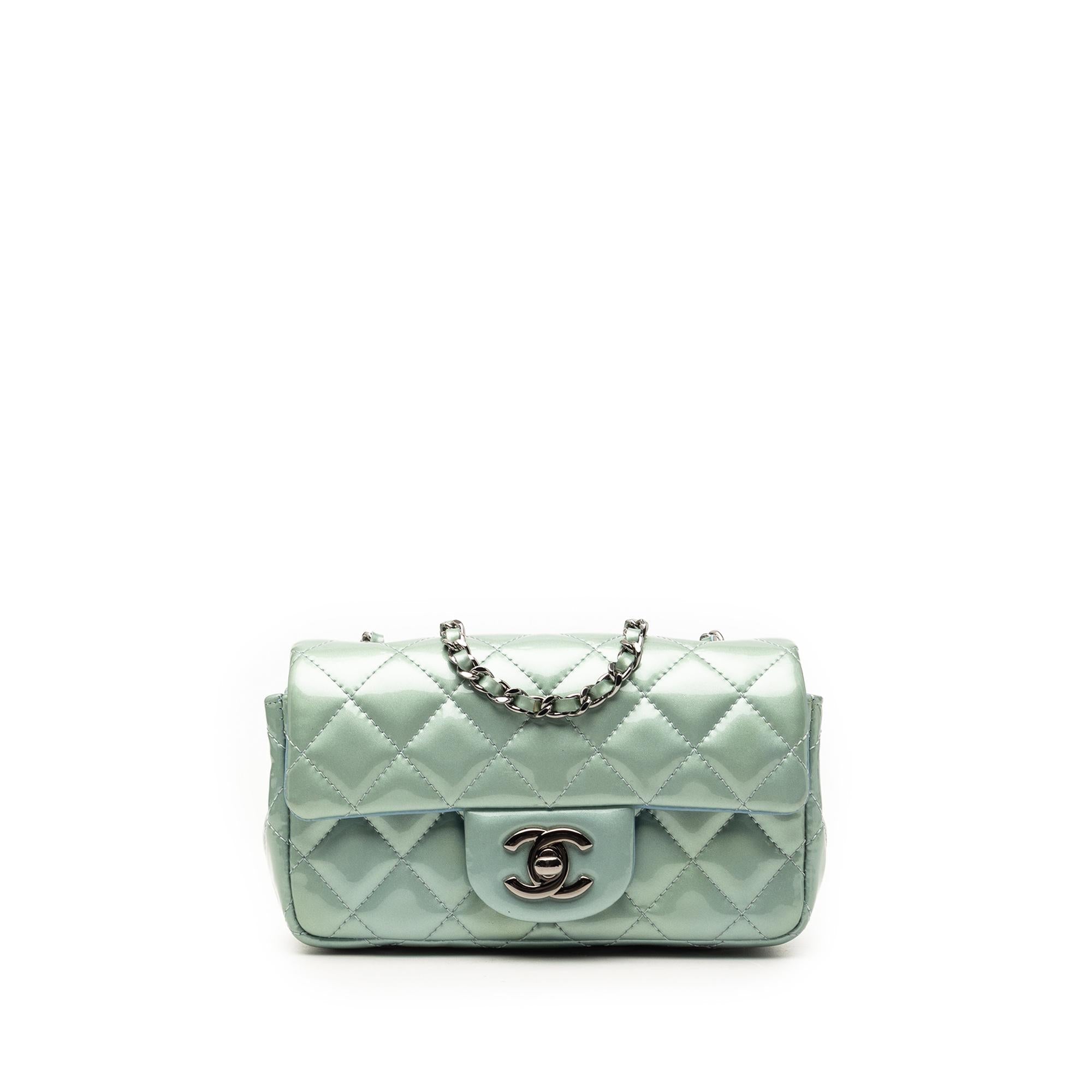 Chanel Extra Mini Rectangular Classic Metallic Patent Single Flap