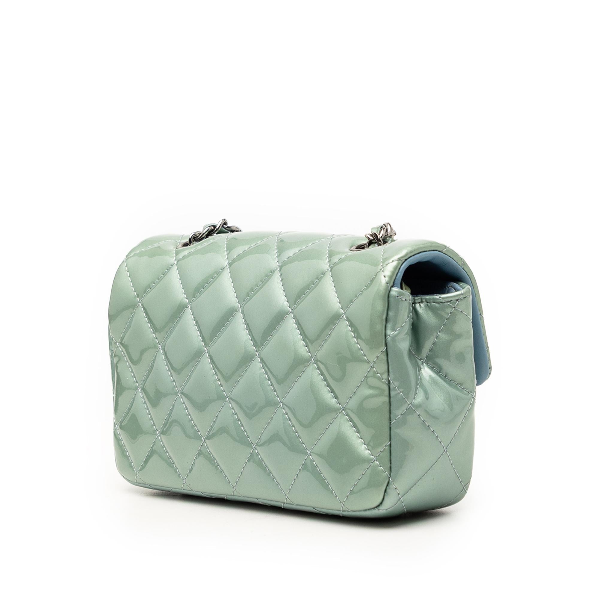 Chanel Extra Mini Rectangular Classic Metallic Patent Single Flap
