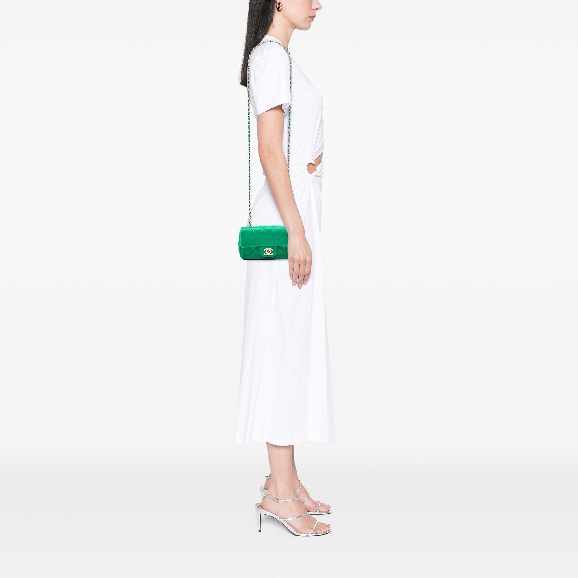 Chanel Extra Mini Rectangular Classic Satin Single Flap