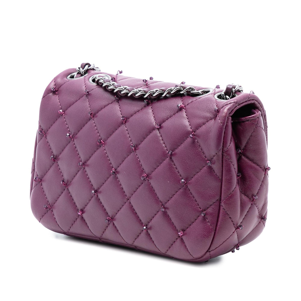 Chanel Extra Mini Rectangular Lambskin Beaded Single Flap