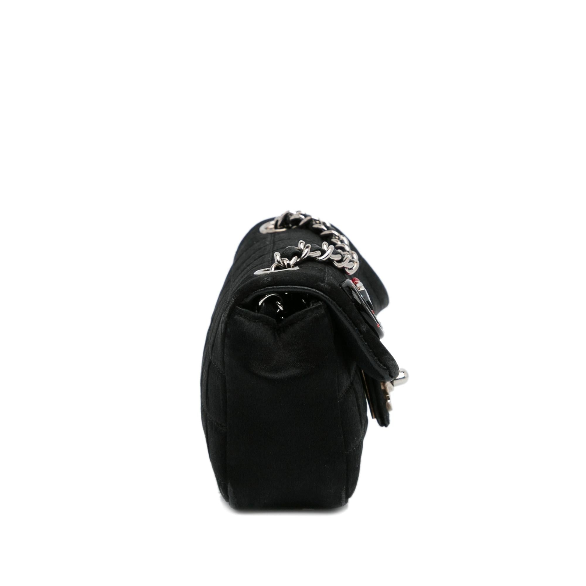 Chanel Extra Mini Satin Choco Bar Charms Flap Bag