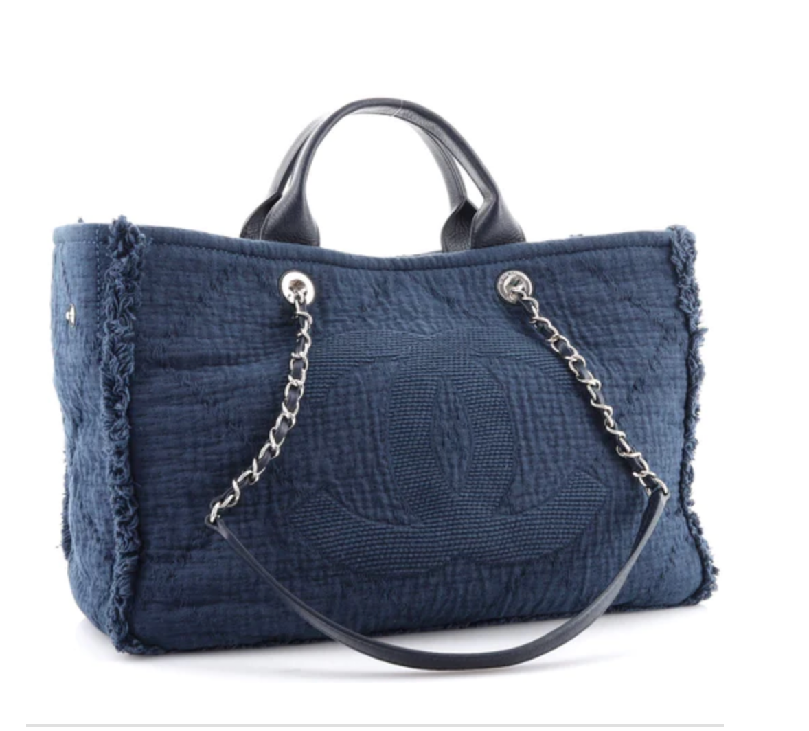 CHANEL Double Face Deauville Tote Fringe Quilted Canvas