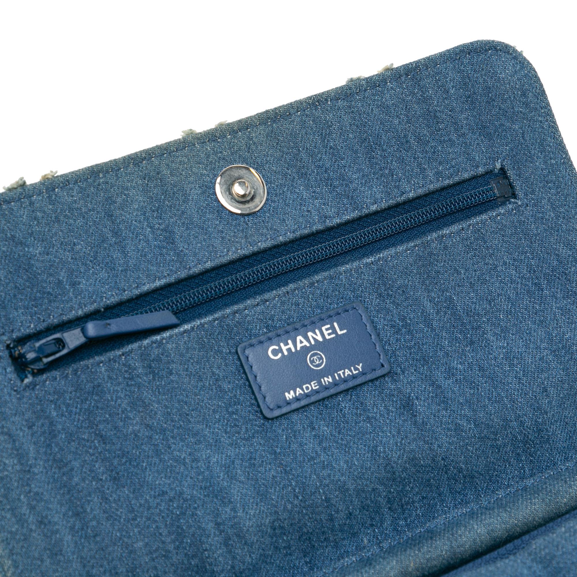 Chanel Frayed Denim Wallet On Chain