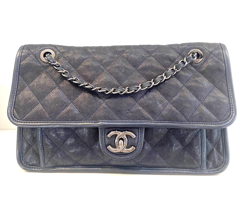 CHANEL FRENCH RIVIERA QUILTED CAVIAR MEDIUM FLAP BAG