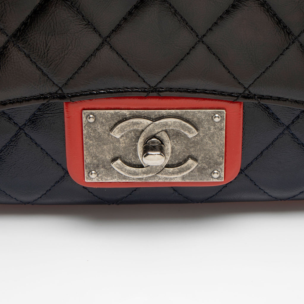 Chanel Glazed Calfskin CC Plate Medium Flap Bag