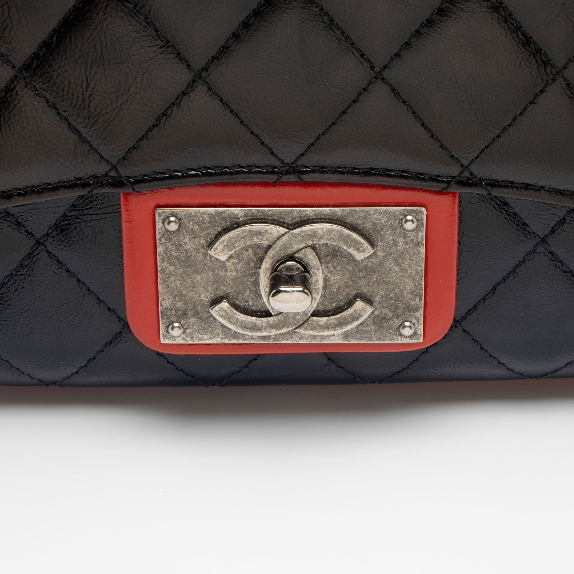 Chanel Glazed Calfskin CC Plate Medium Flap Bag