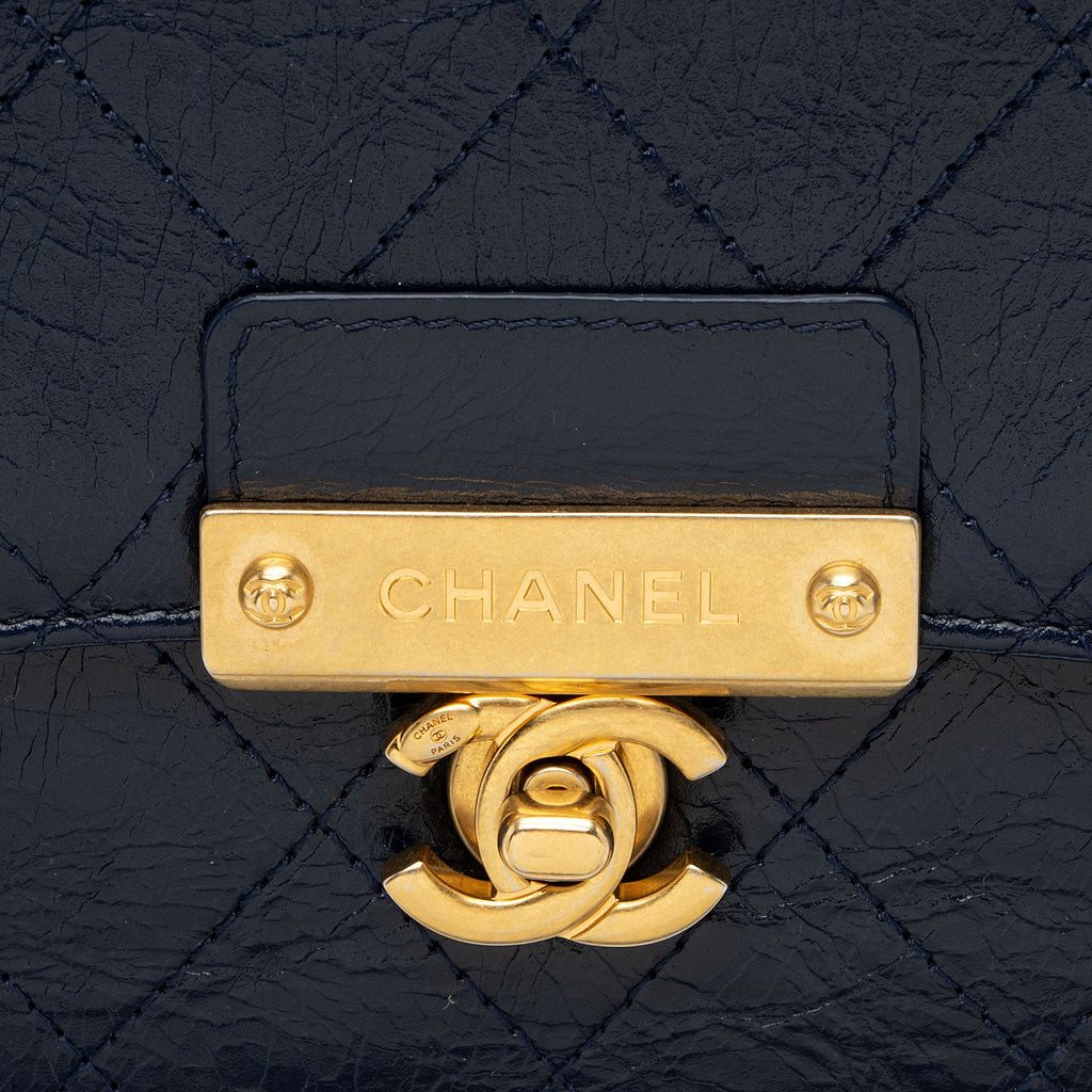 Chanel Glazed Calfskin Golden Class Turn Lock Clutch