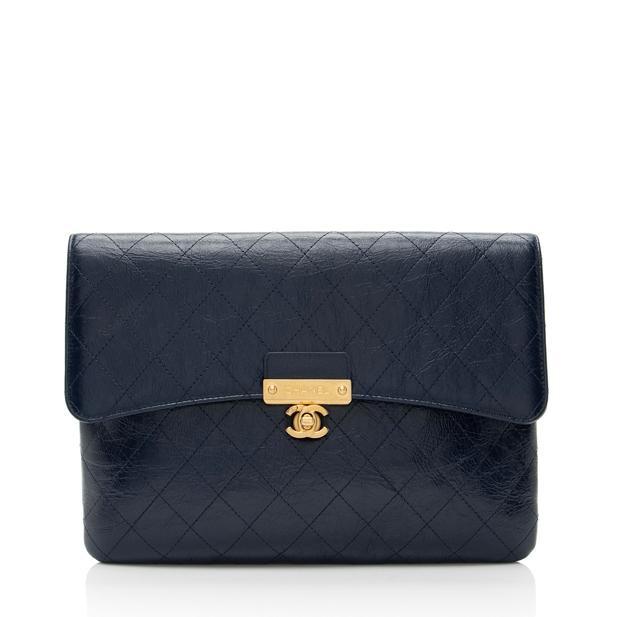 Chanel Glazed Calfskin Golden Class Turn Lock Clutch