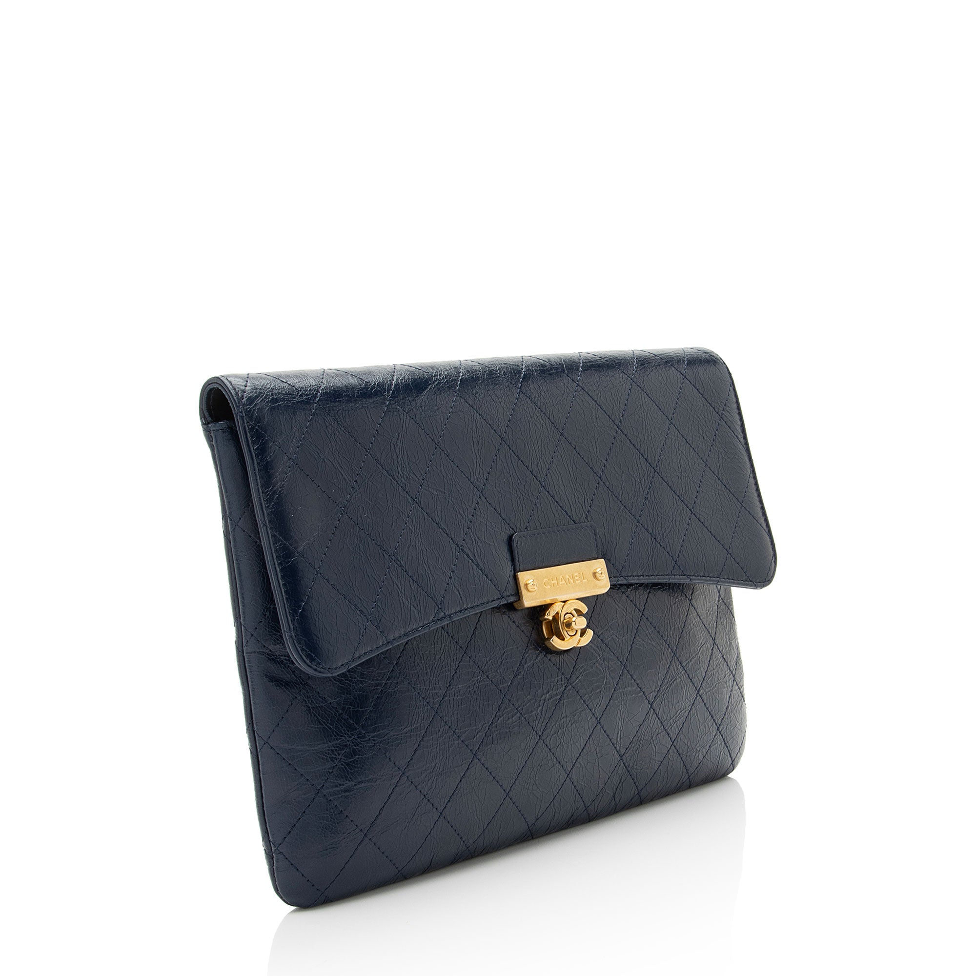 Chanel Glazed Calfskin Golden Class Turn Lock Clutch