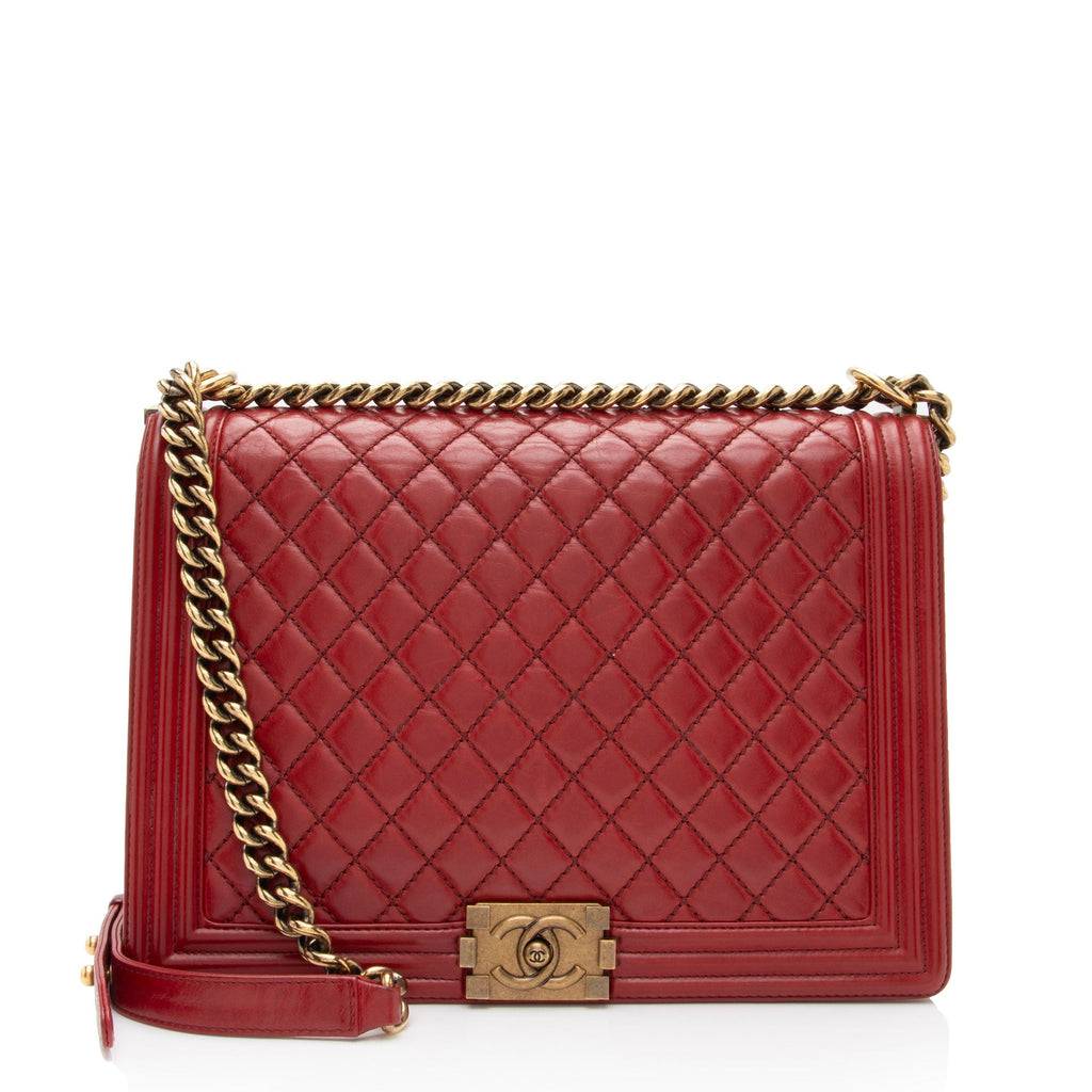 Chanel Glazed Calfskin Large Boy Bag (SHF-mCspEX)