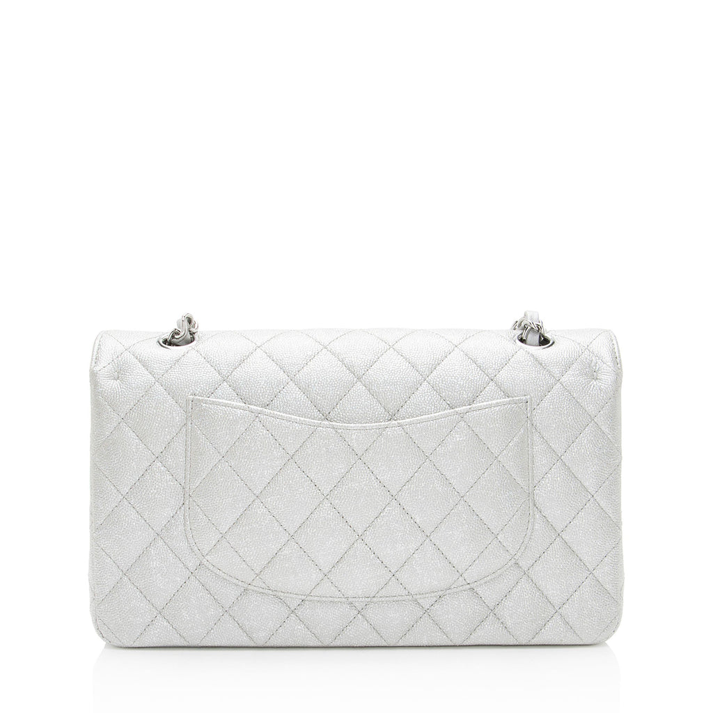 Chanel Glittered Metallic Caviar Leather Classic Medium Double Flap Bag