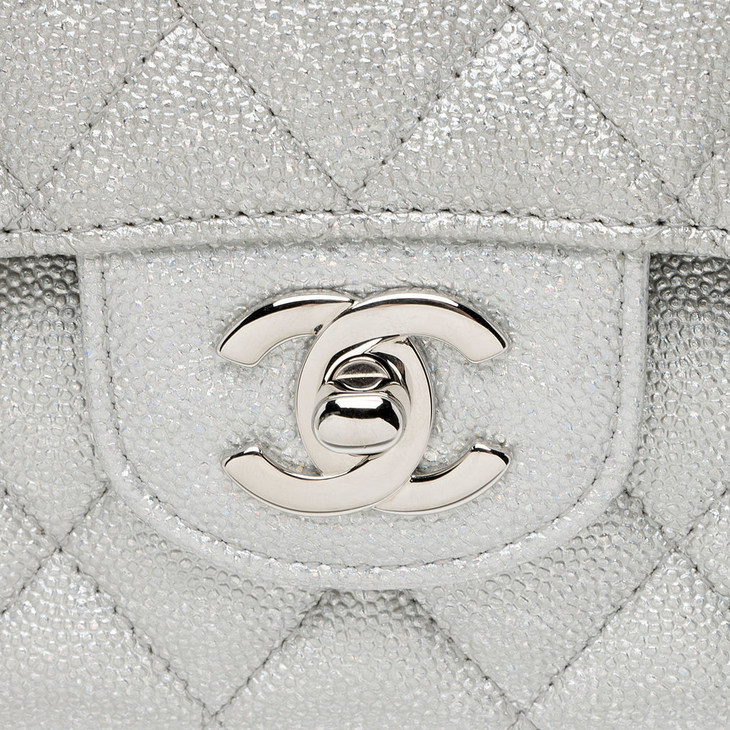 Chanel Glittered Metallic Caviar Leather Classic Medium Double Flap Bag