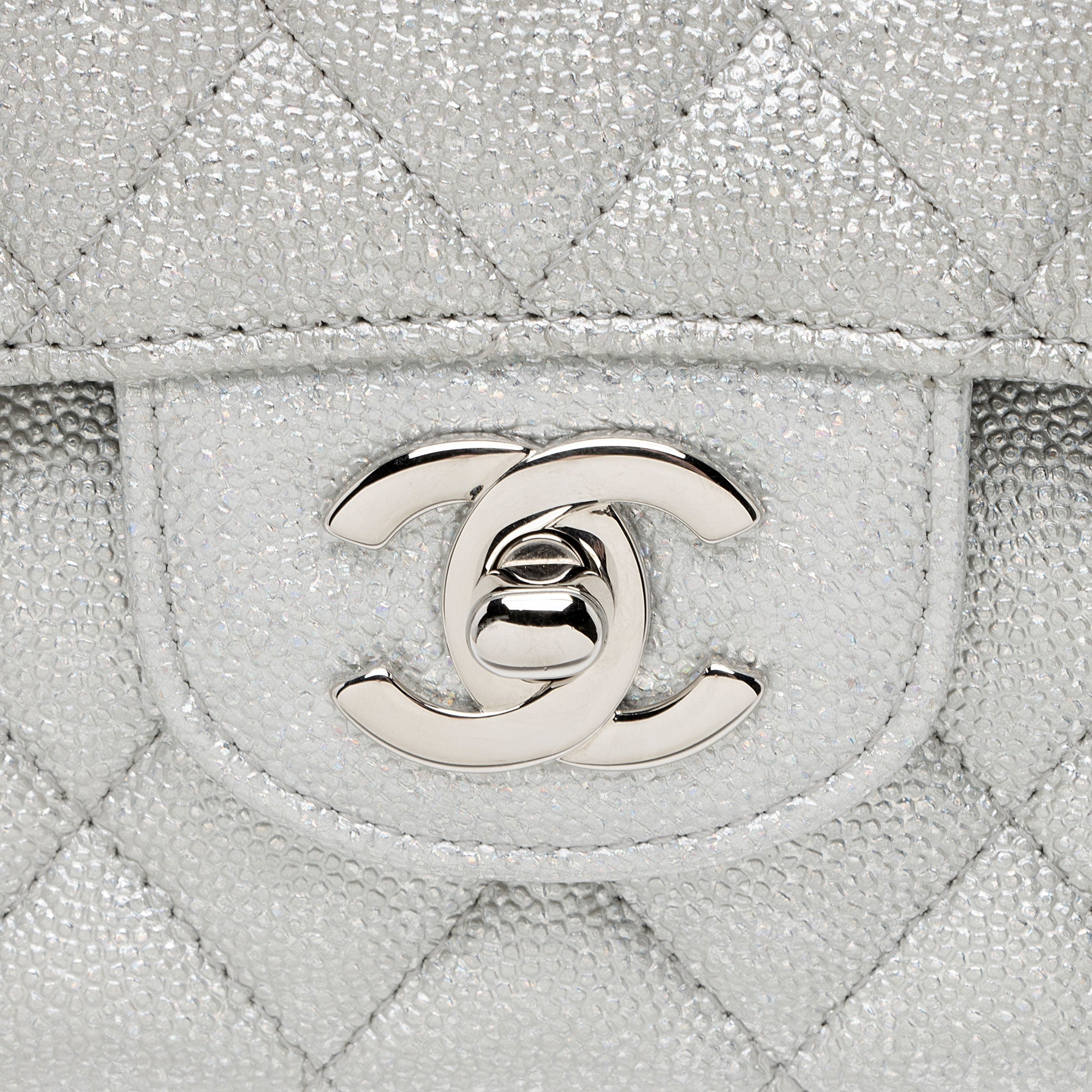 Chanel Glittered Metallic Caviar Leather Classic Medium Double Flap Bag