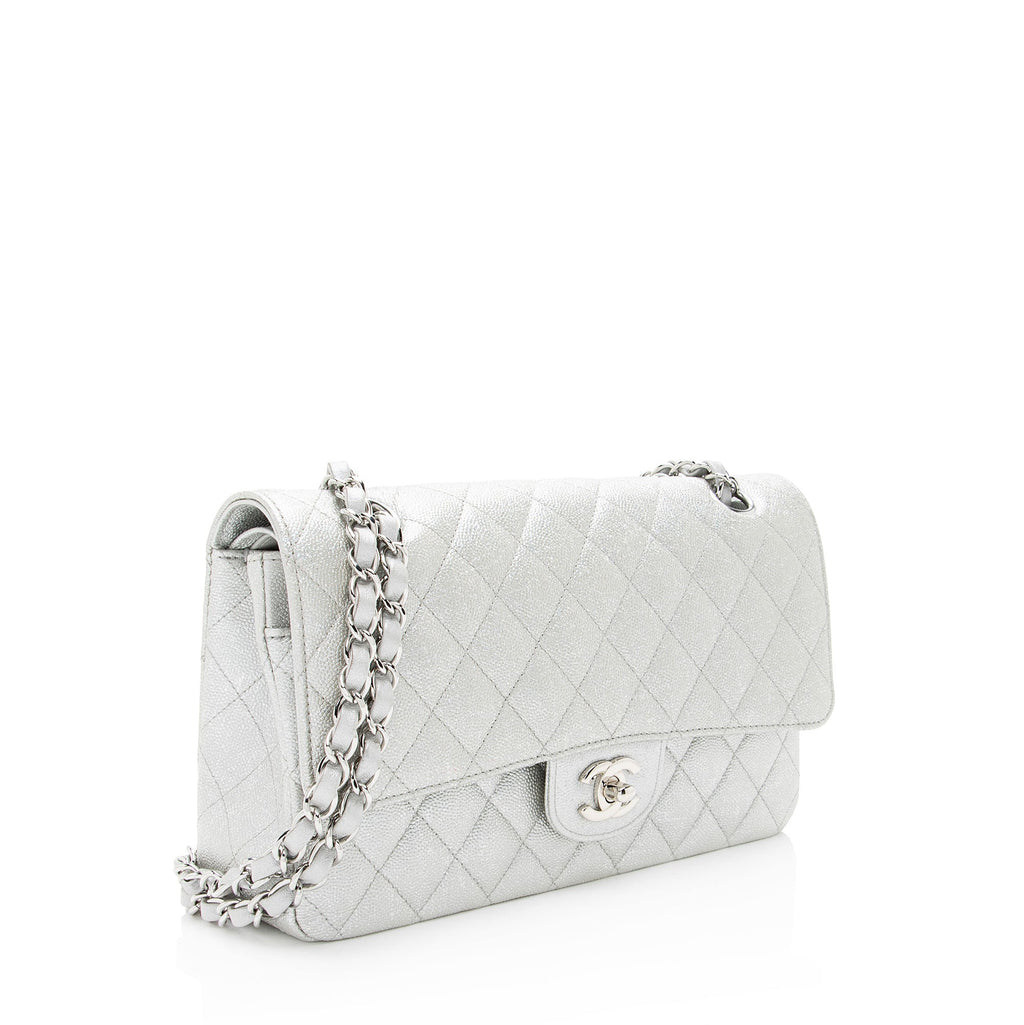 Chanel Glittered Metallic Caviar Leather Classic Medium Double Flap Bag