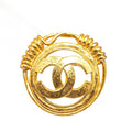 Chanel Gold Plated CC Brooch (SHG-ck9CYj)