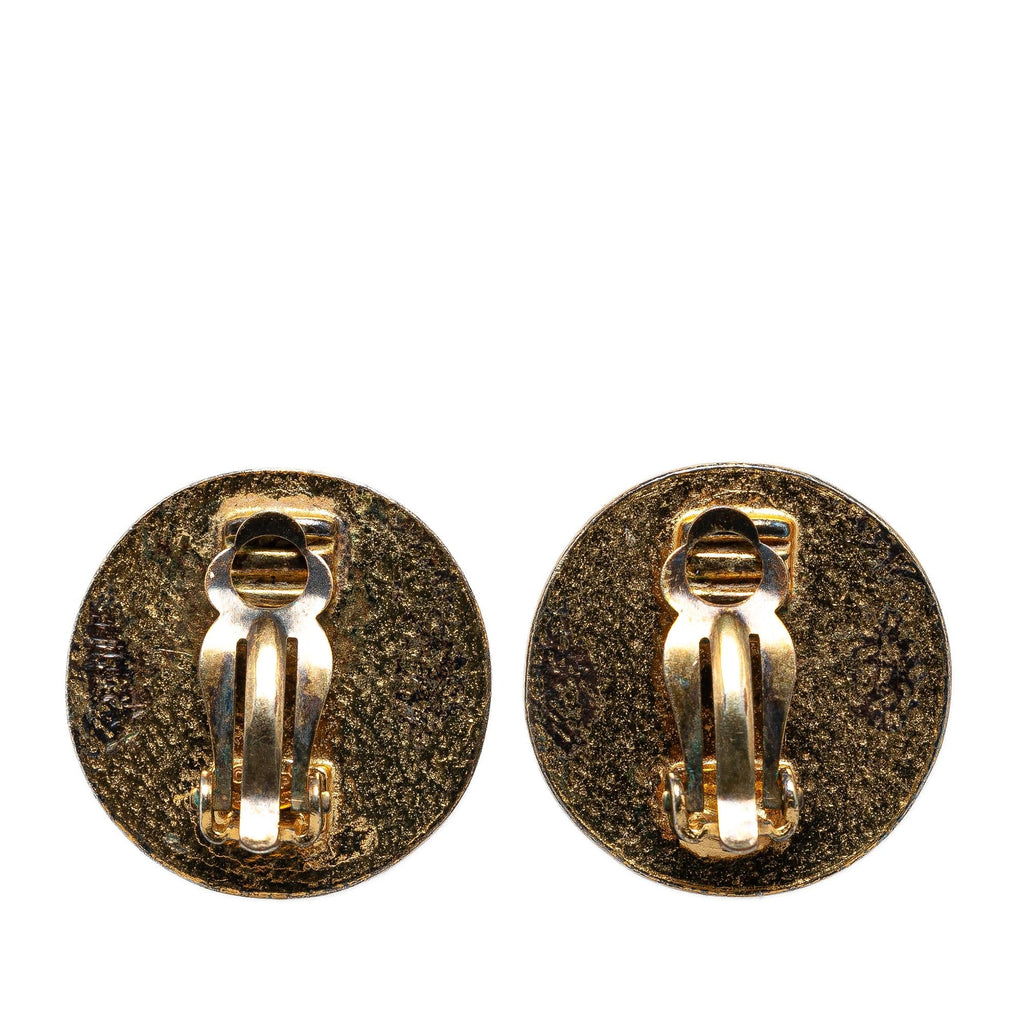 Chanel Gold Plated CC Clip On Earrings (SHG-lLSLqx)