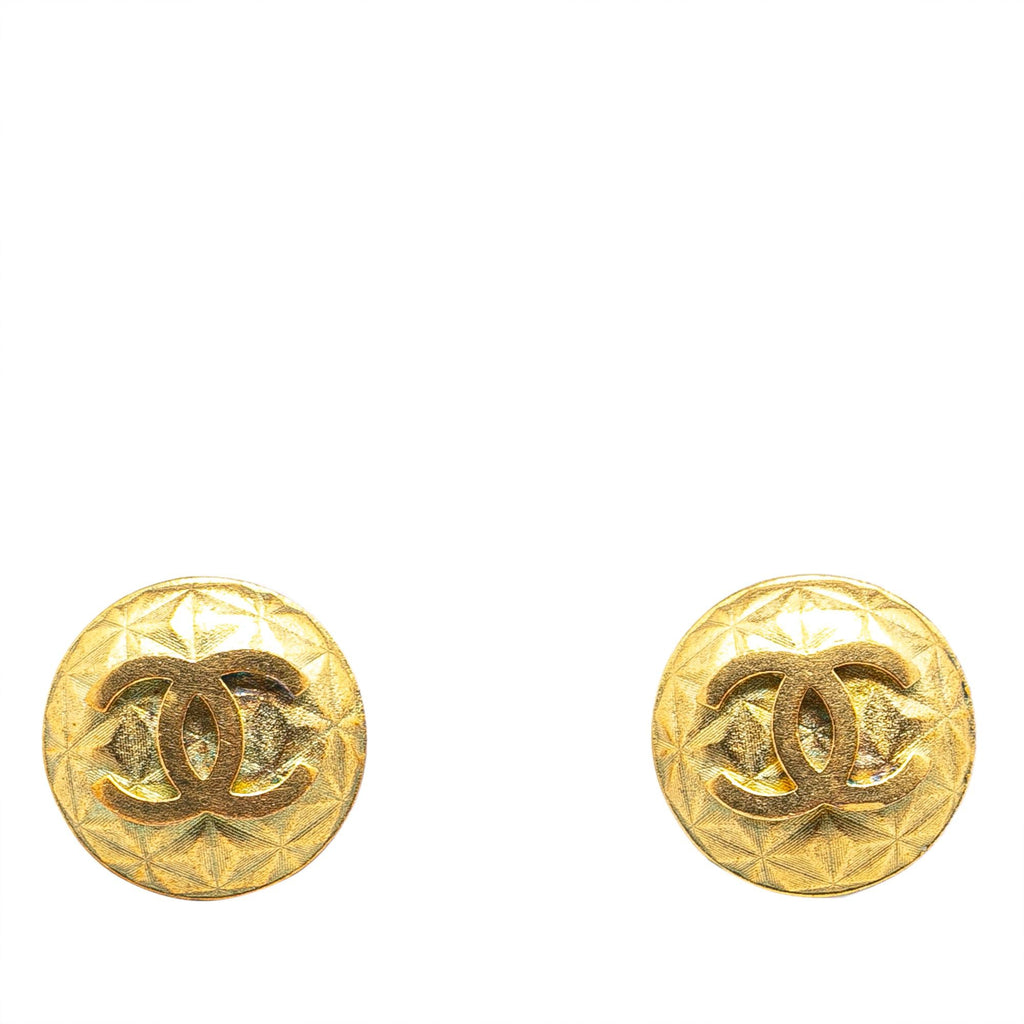 Chanel Gold Plated CC Clip On Earrings (SHG-3HNCUs)