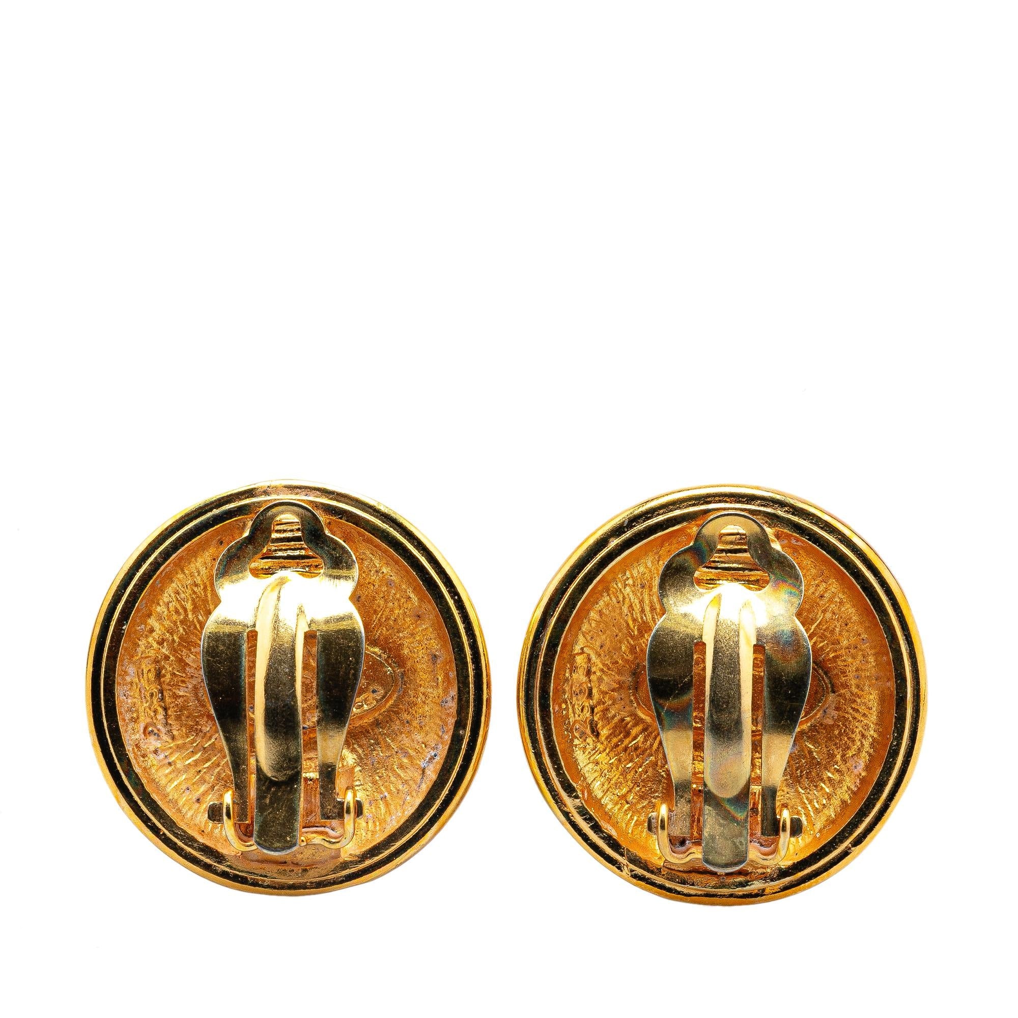 Chanel Gold Plated CC Clip On Earrings