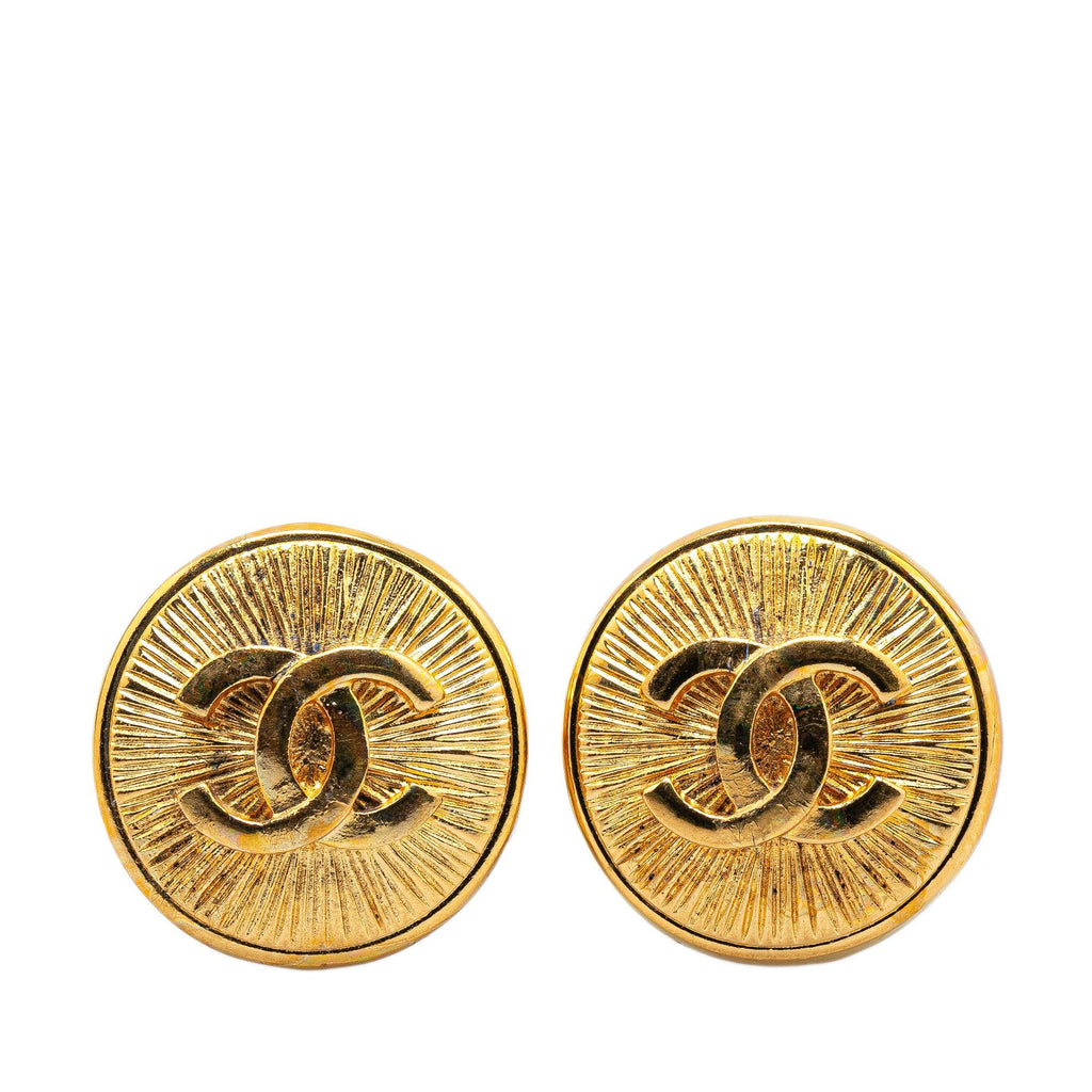 Chanel Gold Plated CC Clip On Earrings