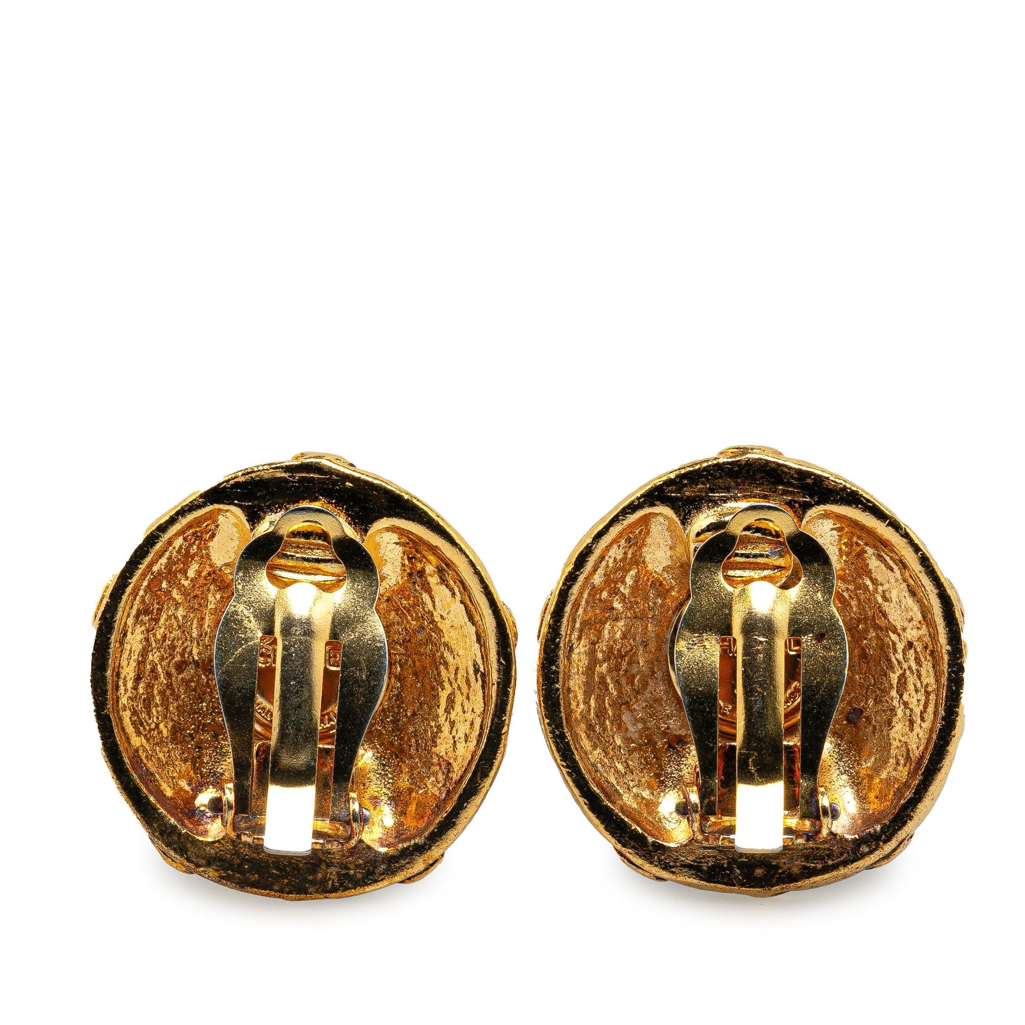 Chanel Gold Plated CC Clip On Earrings