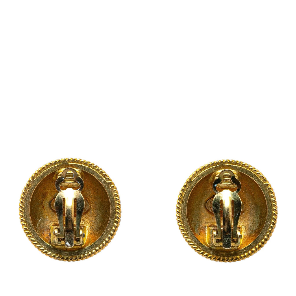 Chanel Gold Plated CC Clip On Earrings