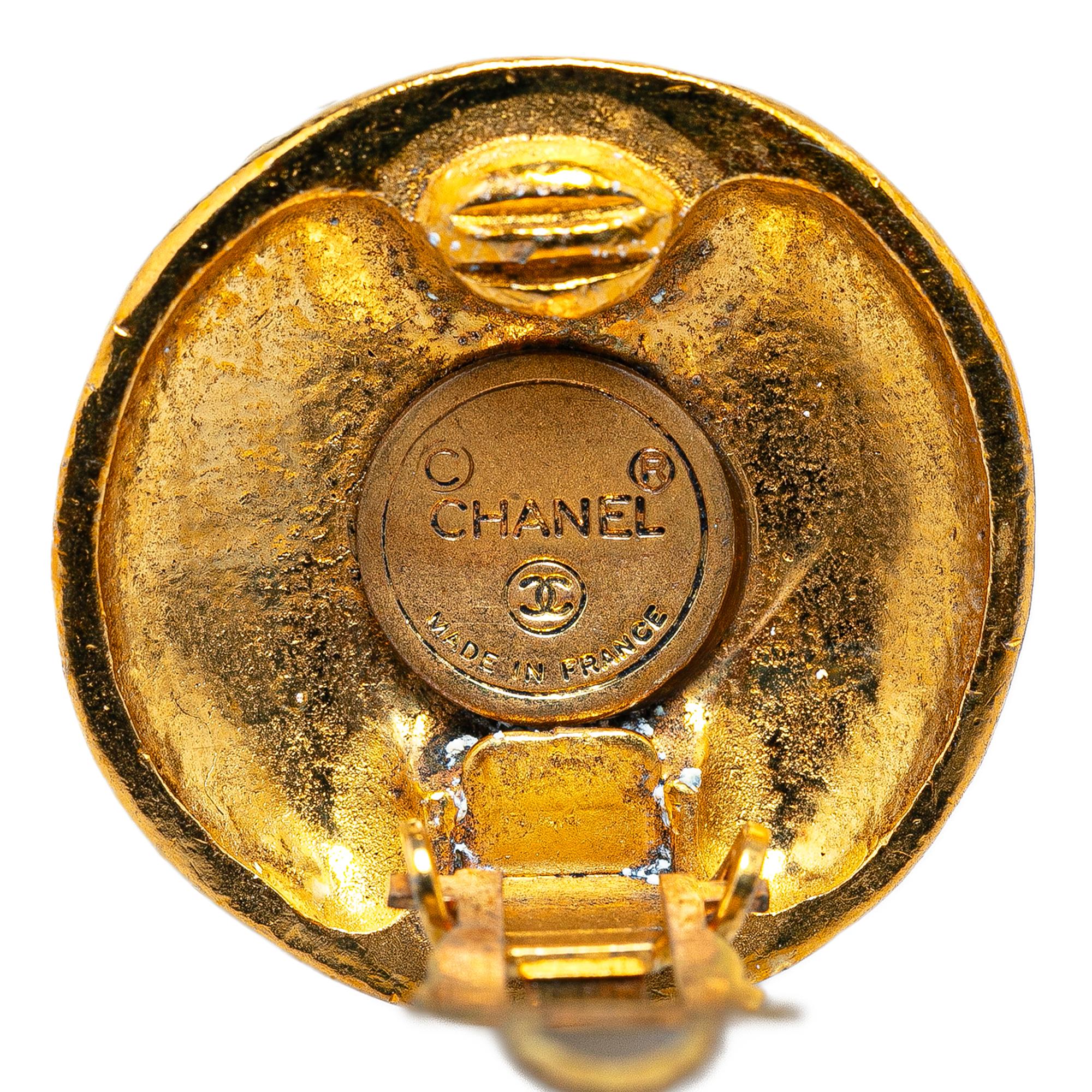 Chanel Gold Plated CC Clip On Earrings